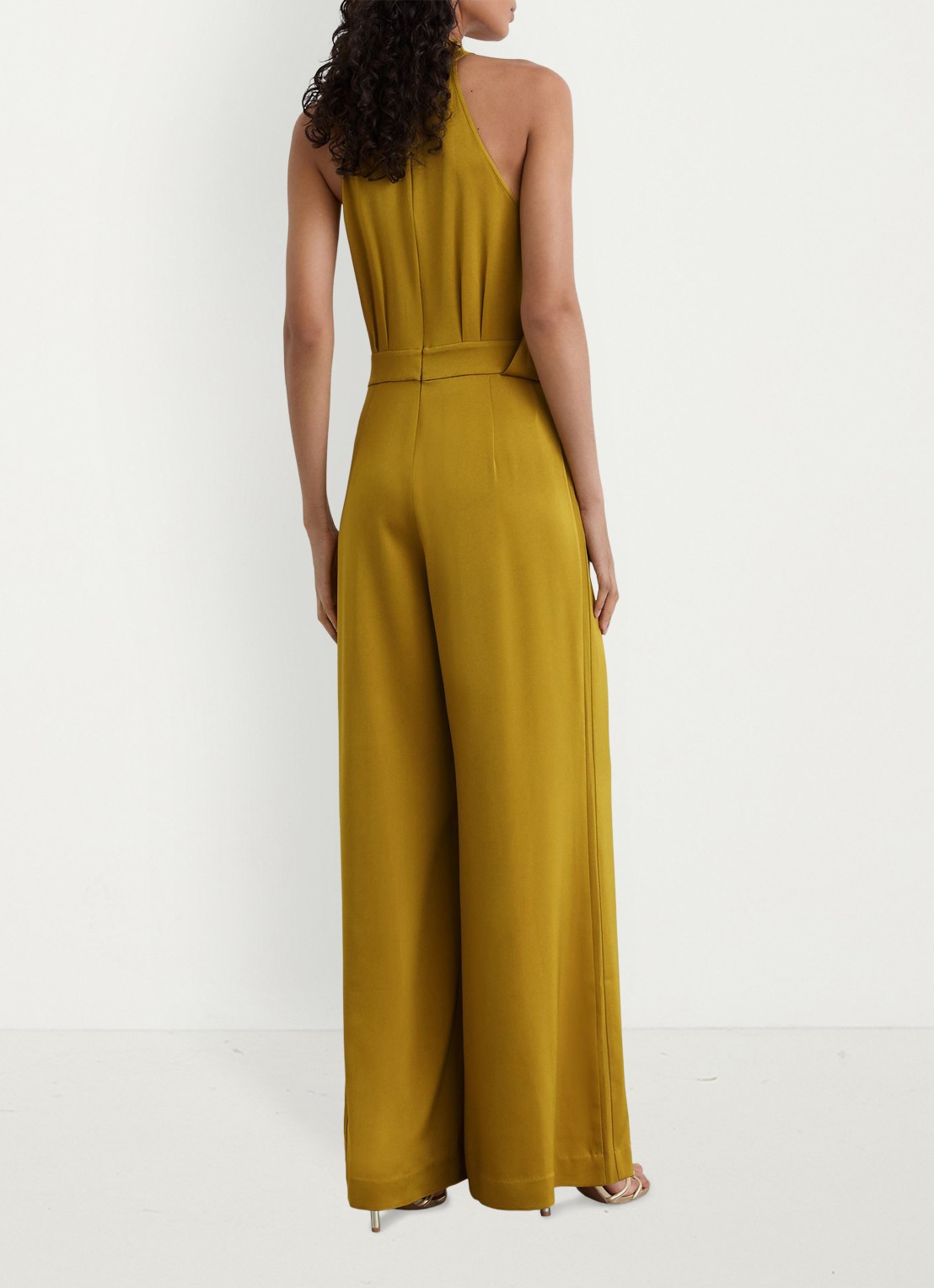 Reiss Finley wide leg jumpsuit met geplooid detail - achterkant groen