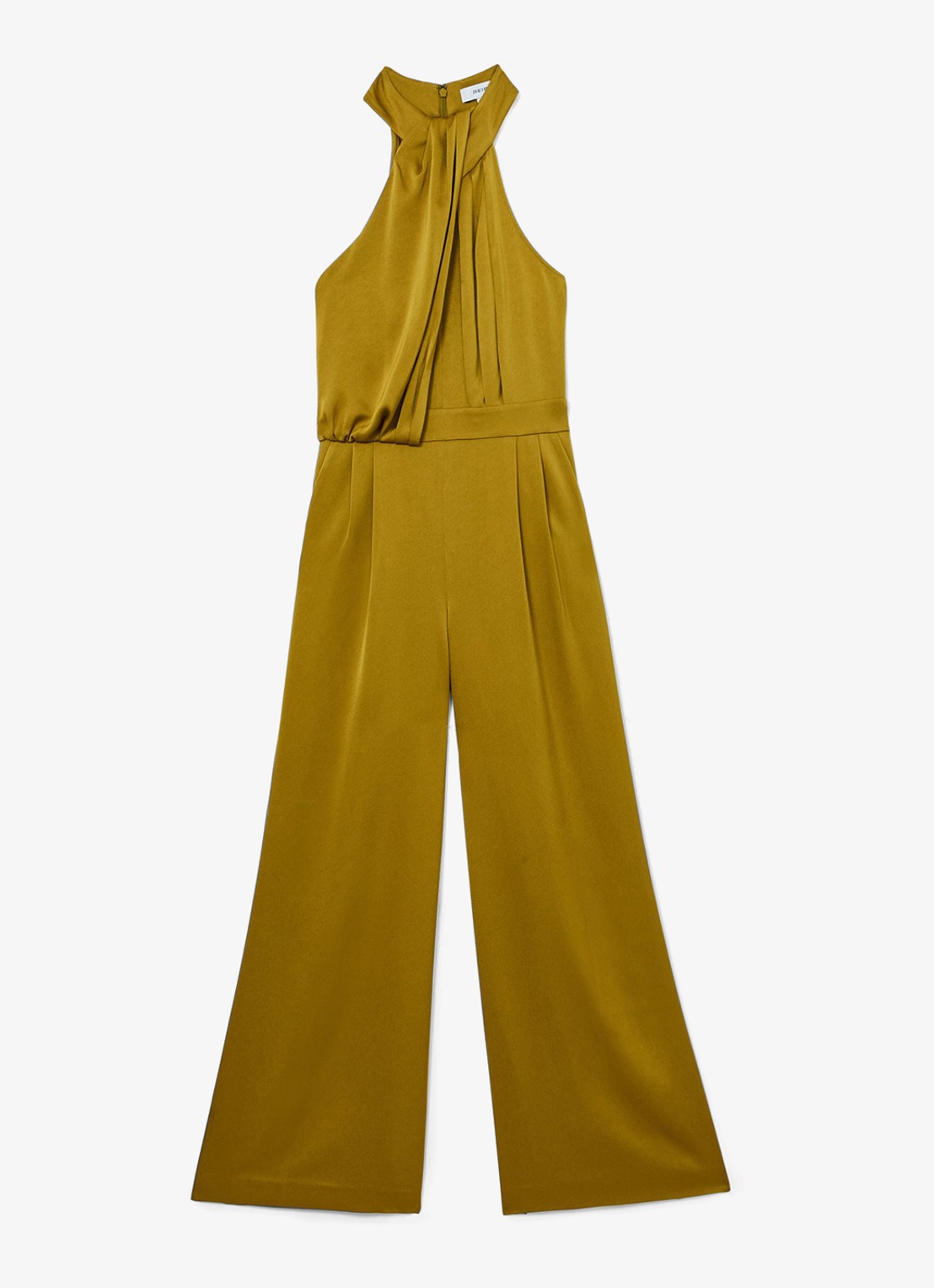 Reiss Finley wide leg jumpsuit met geplooid detail - voorkant 2 groen