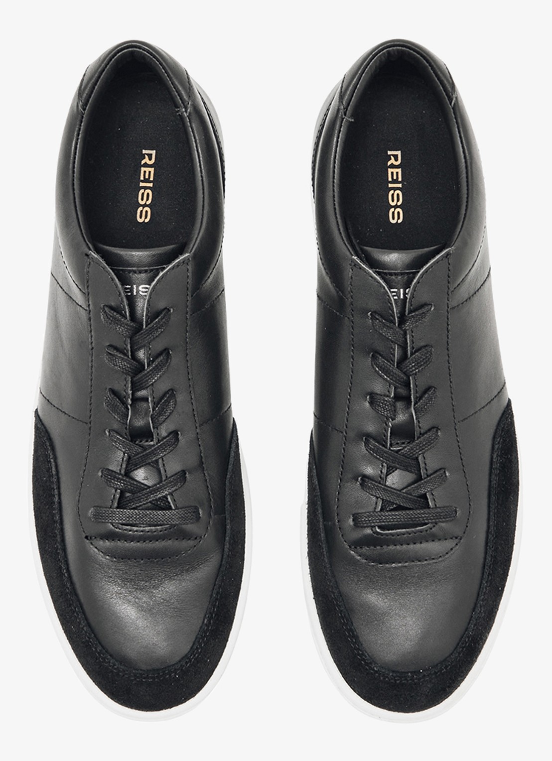 Reiss Finton sneaker van leer met suède details - detail 4 zwart