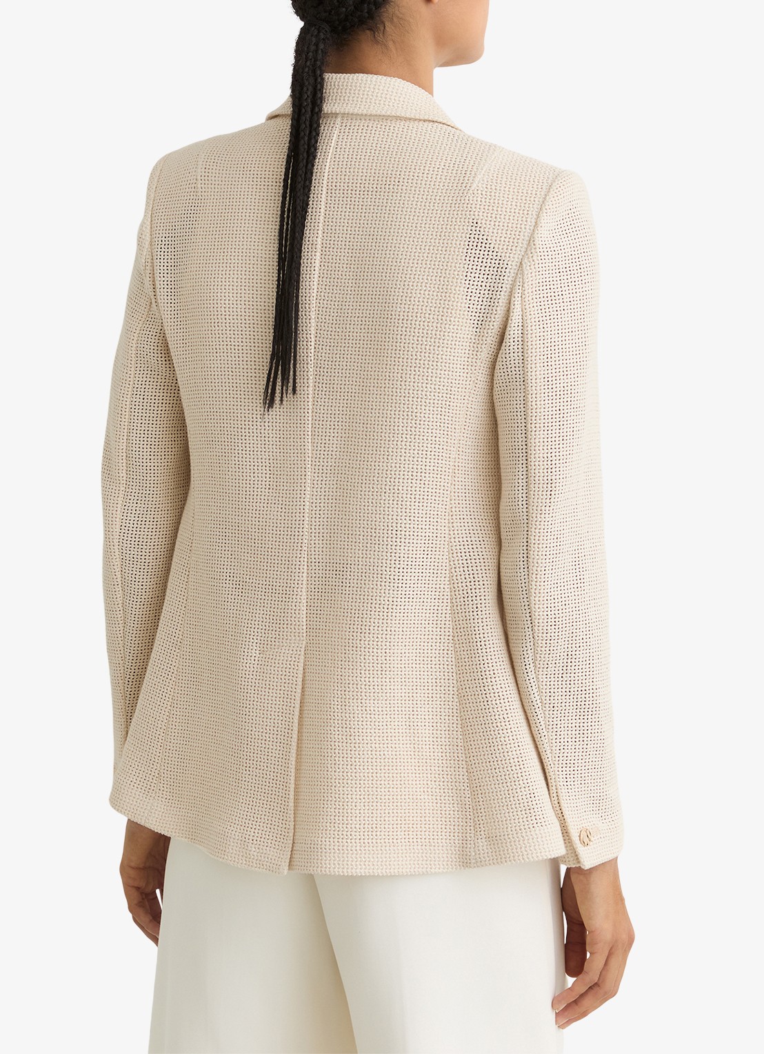 Reiss Fiore double-breasted blazer met opengewerkt dessiner - achterkant 6 creme