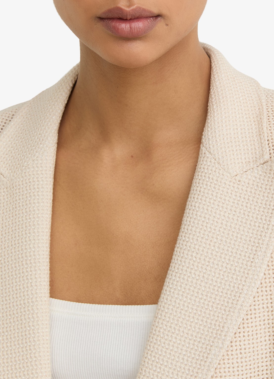 Reiss Fiore double-breasted blazer met opengewerkt dessiner - detail 4 creme