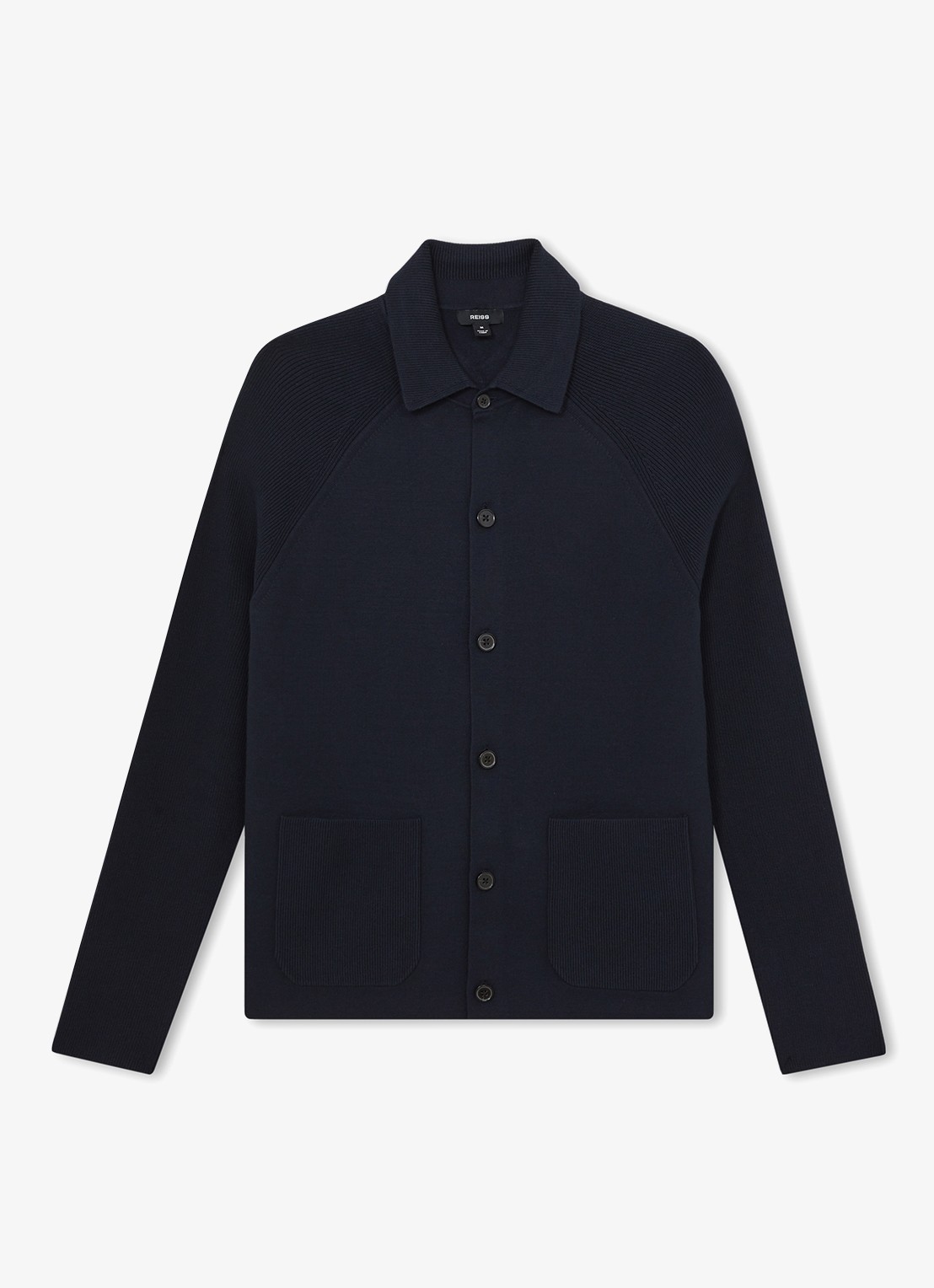 Reiss Fitzgerald fijngebreid vest met opgestikte zakken - voorkant blauw