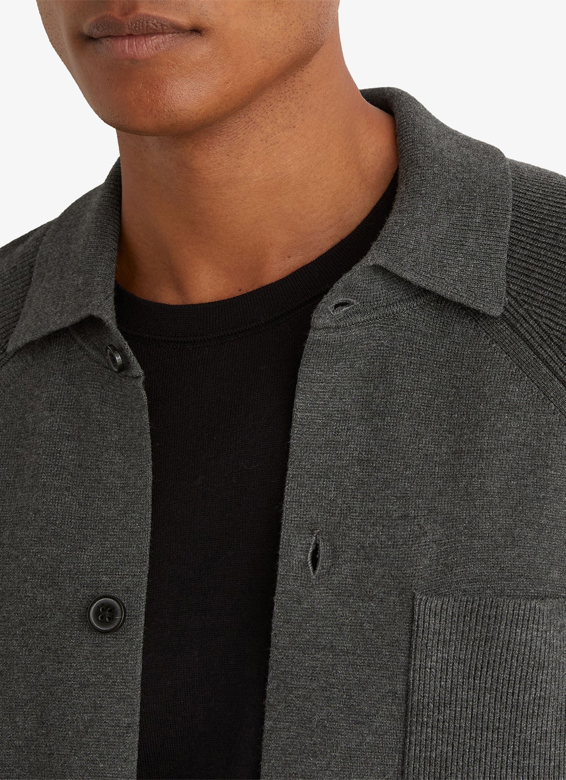 Reiss Fitzwilliam fijngebreid vest met opgestikte zakken - detail 2 donkergrijs