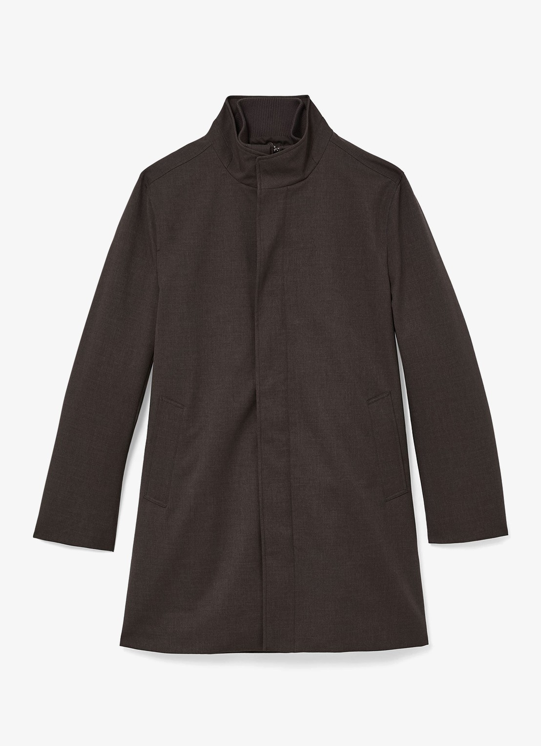Reiss Flaye parka met uitneembare voering en steekzakken - voorkant donkerbruin