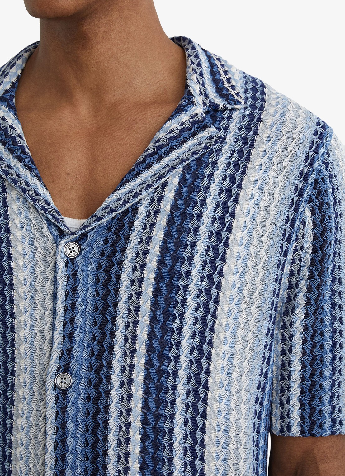 Reiss Fleet overhemd met structuur - detail blauw