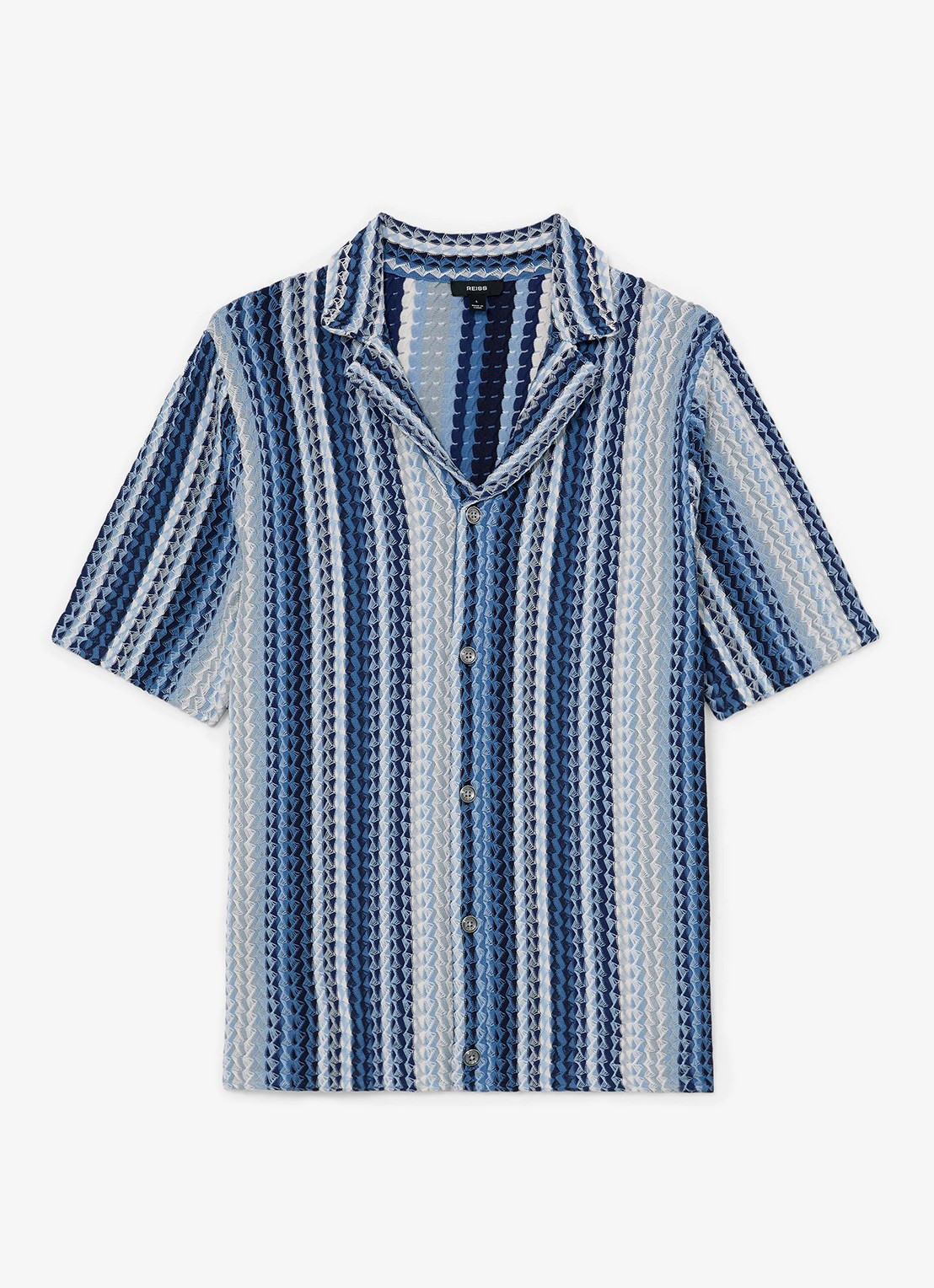 Reiss Fleet overhemd met structuur - voorkant 3 blauw