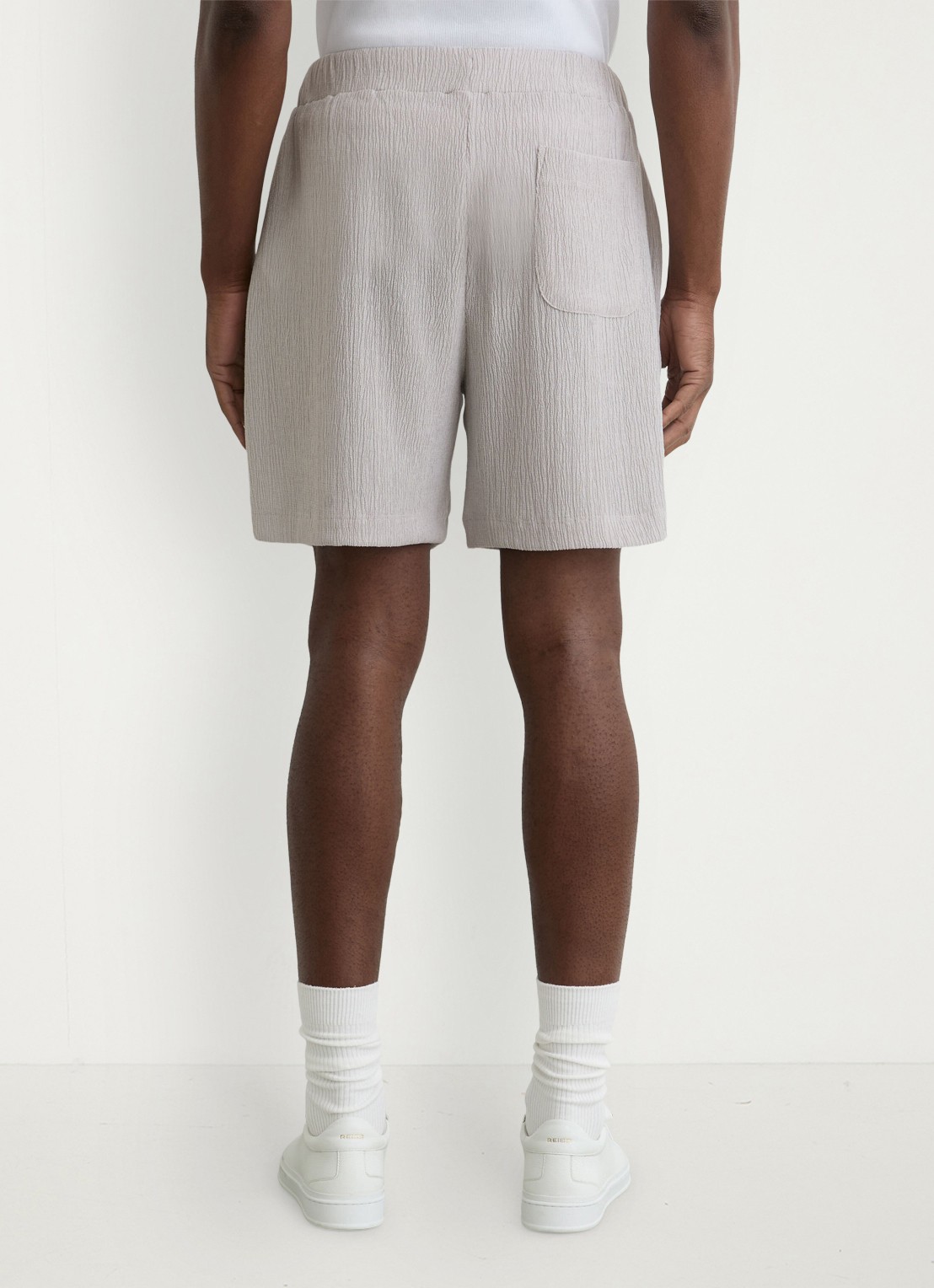 Reiss Flint straight fit korte broek met structuur - achterkant 3 grijs