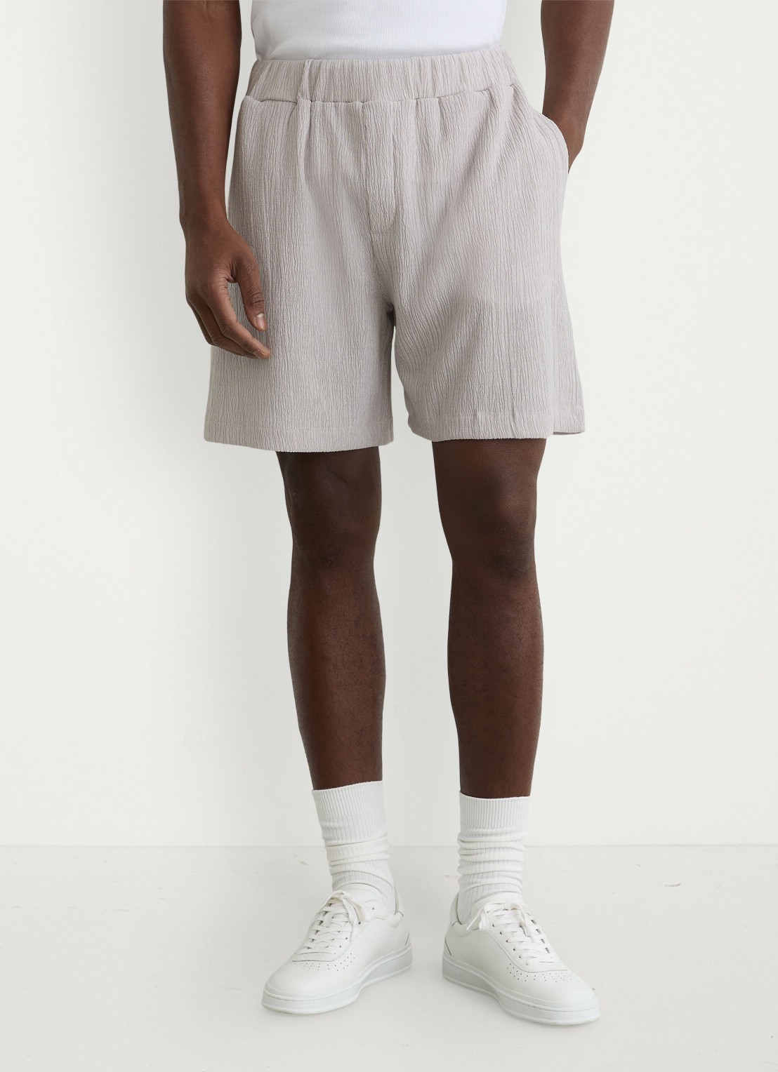 Reiss Flint straight fit korte broek met structuur - detail 4 grijs