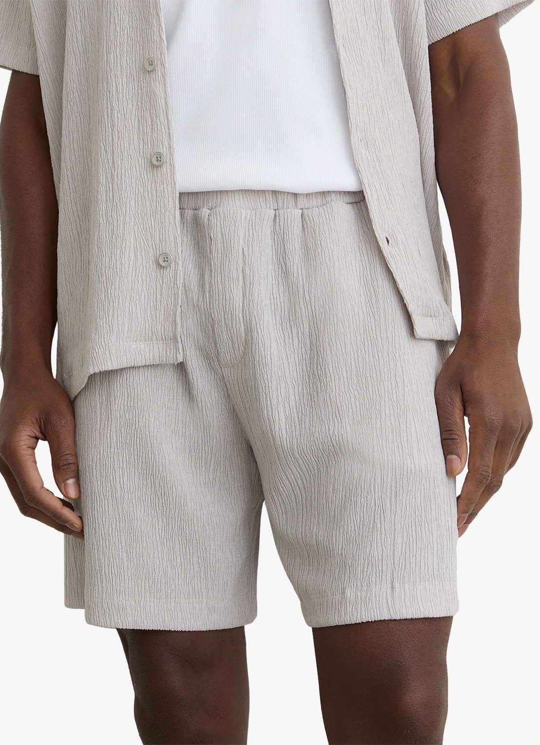 Reiss Flint straight fit korte broek met structuur - detail 5 grijs