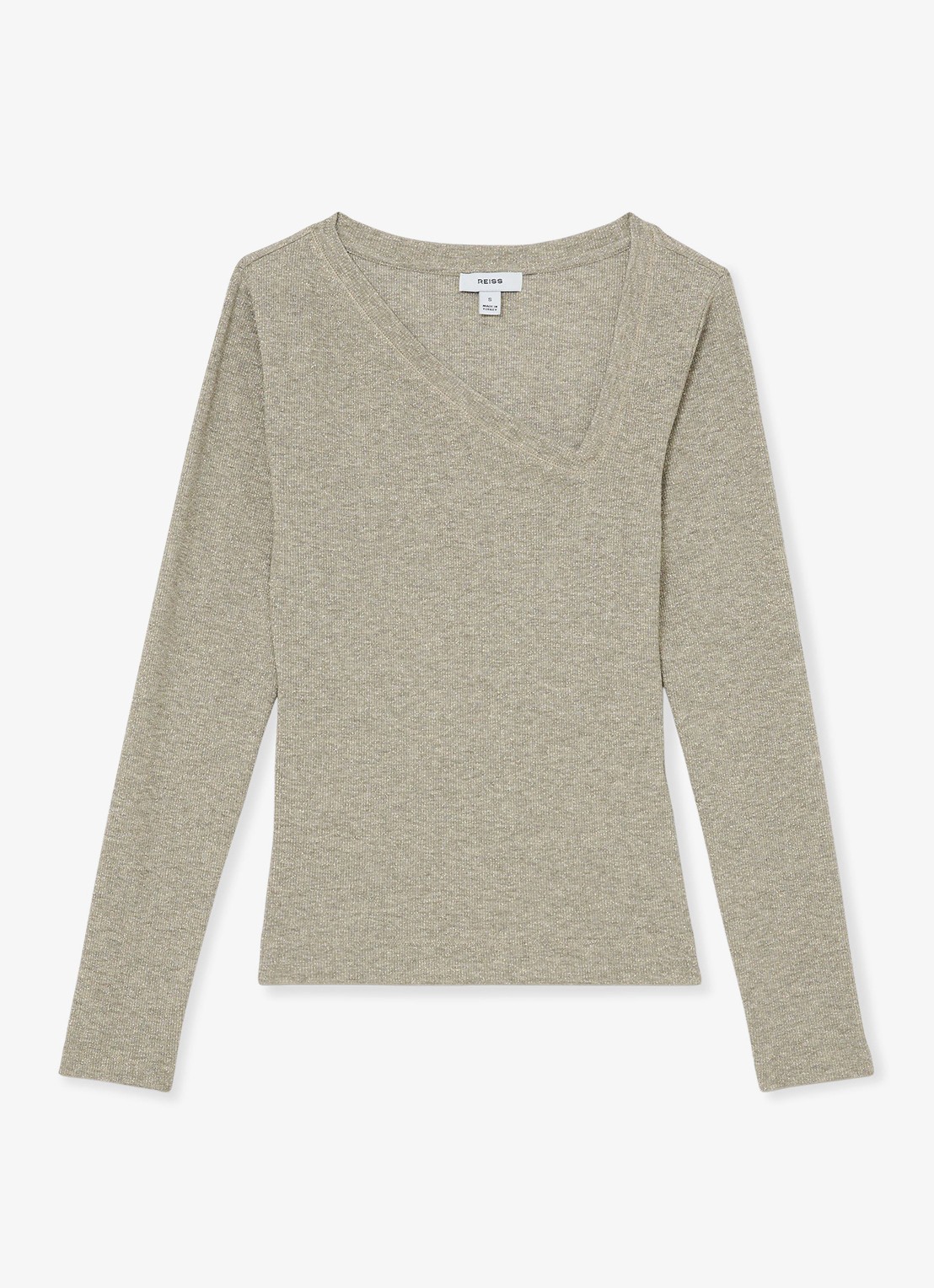 Reiss Fliss top met asymmetrische hals - voorkant 5 goud