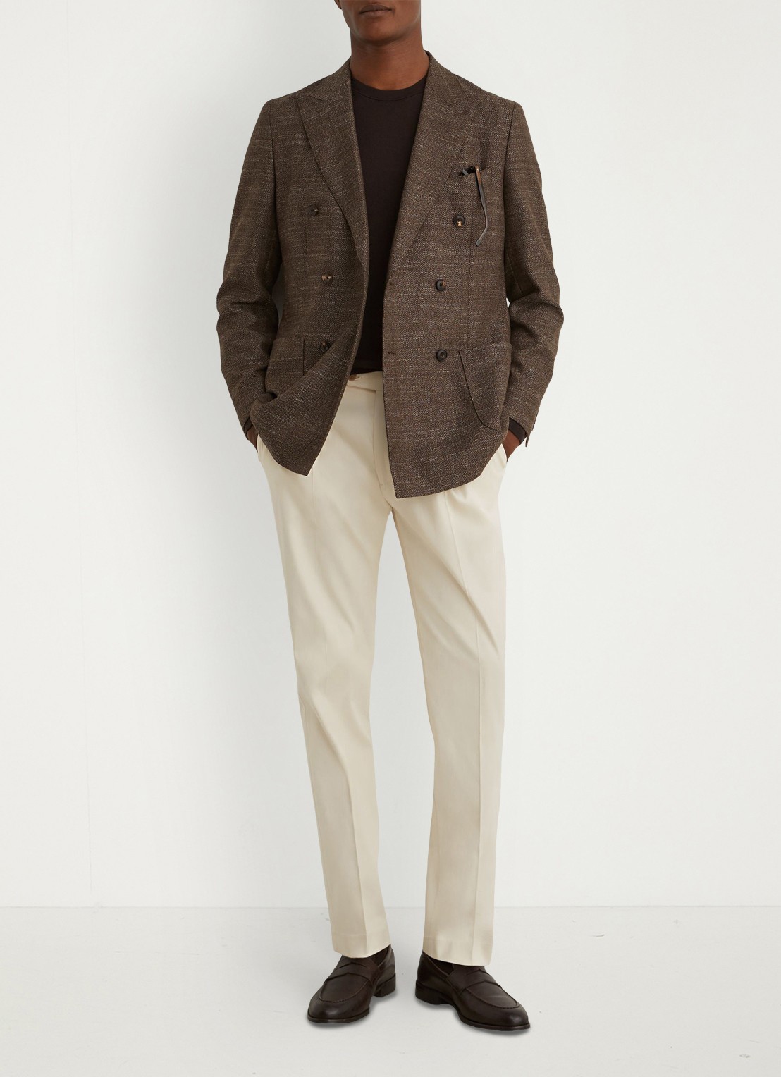 Reiss Float tapered fit pantalon met steekzakken - voorkant 2 beige