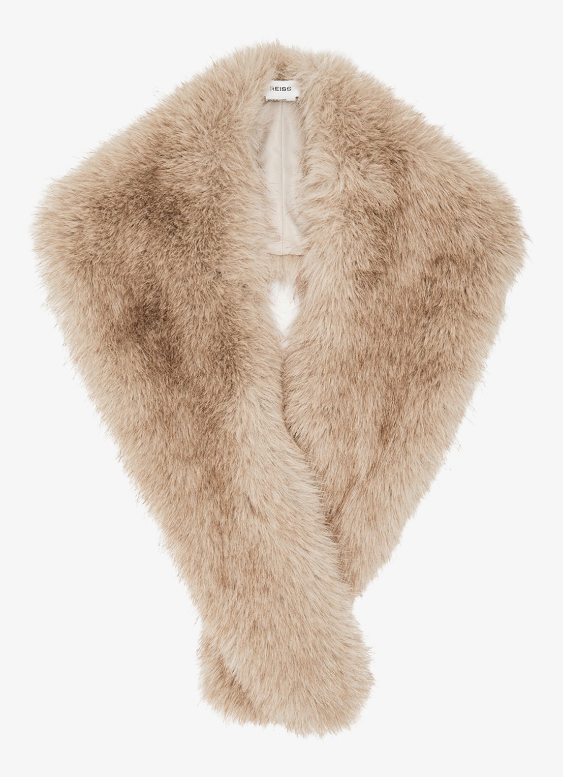Reiss Flora kraag van imitatiebont - voorkant lichtbruin