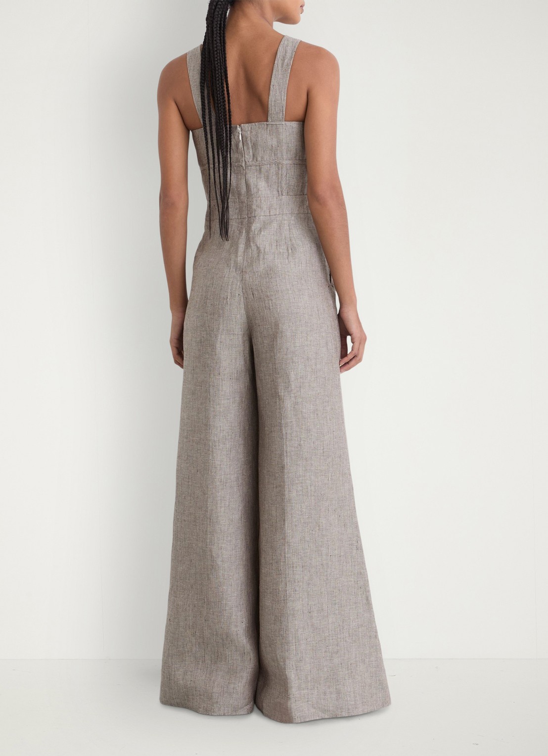 Reiss Flora wide fit jumpsuit van linnen met structuur - achterkant 3 neutral / beige