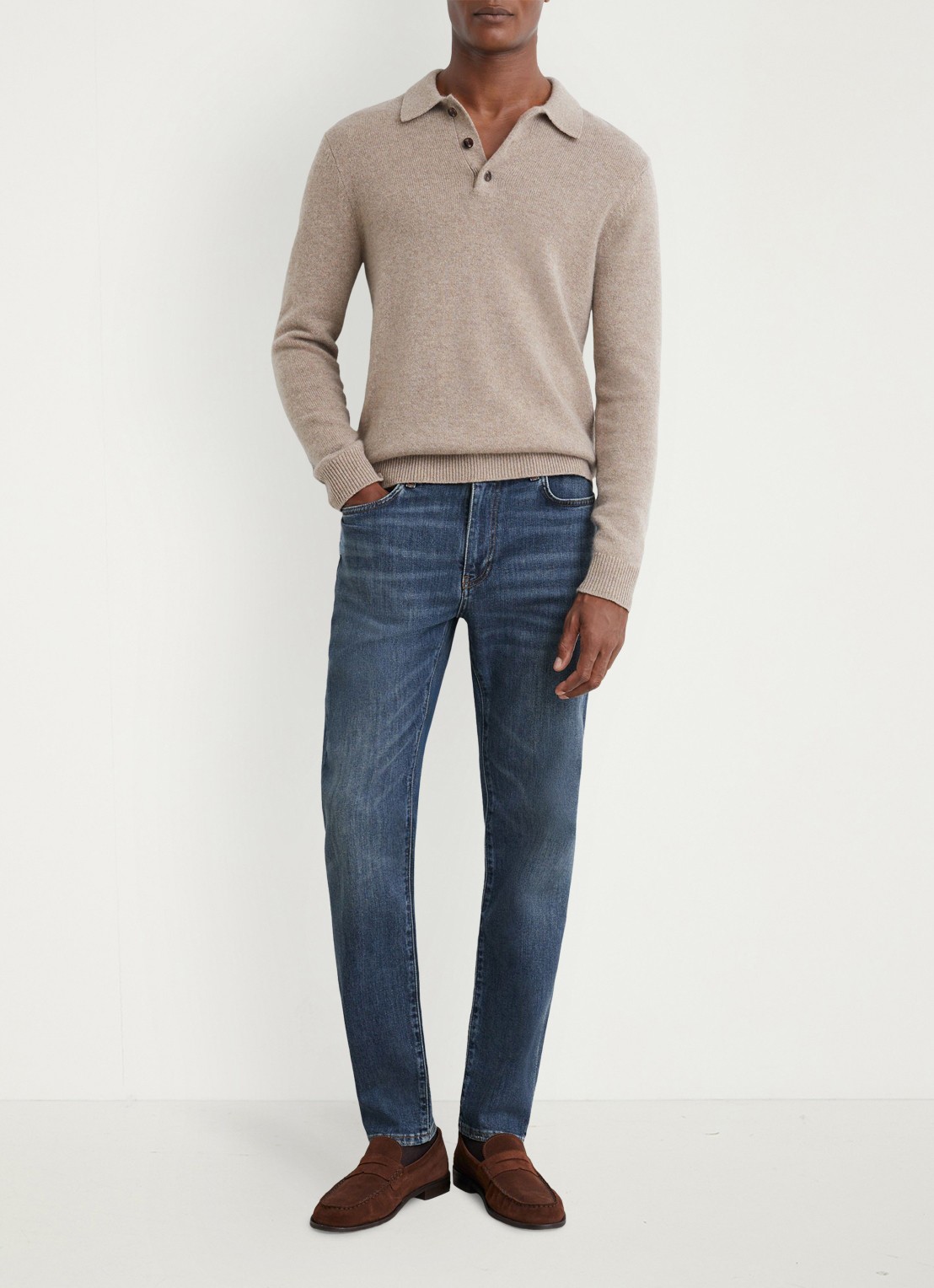 Reiss Floyd slim fit jeans met steekzakken - voorkant 2 donkerblauw
