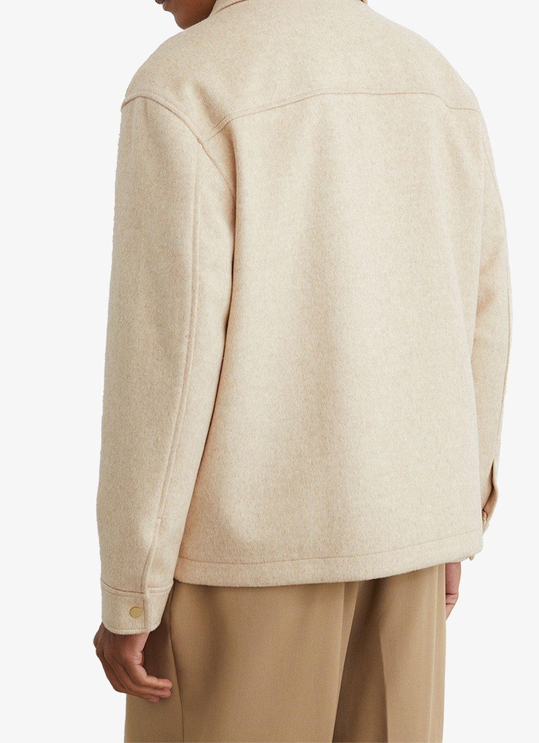 Reiss Foley overshirt in wolblend met ritssluiting - achterkant 6 oatmeal / beige