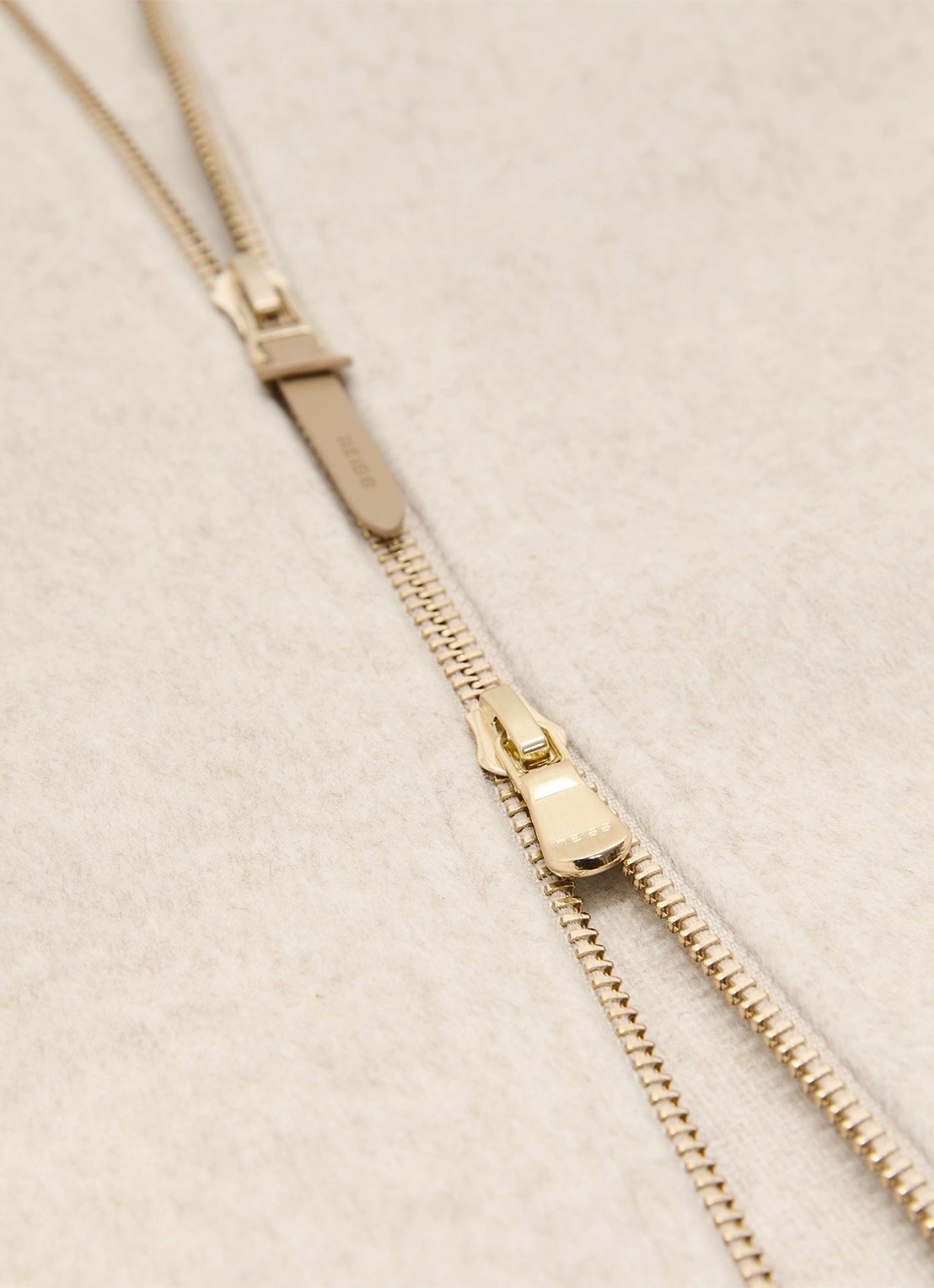 Reiss Foley overshirt in wolblend met ritssluiting - detail 5 oatmeal / beige