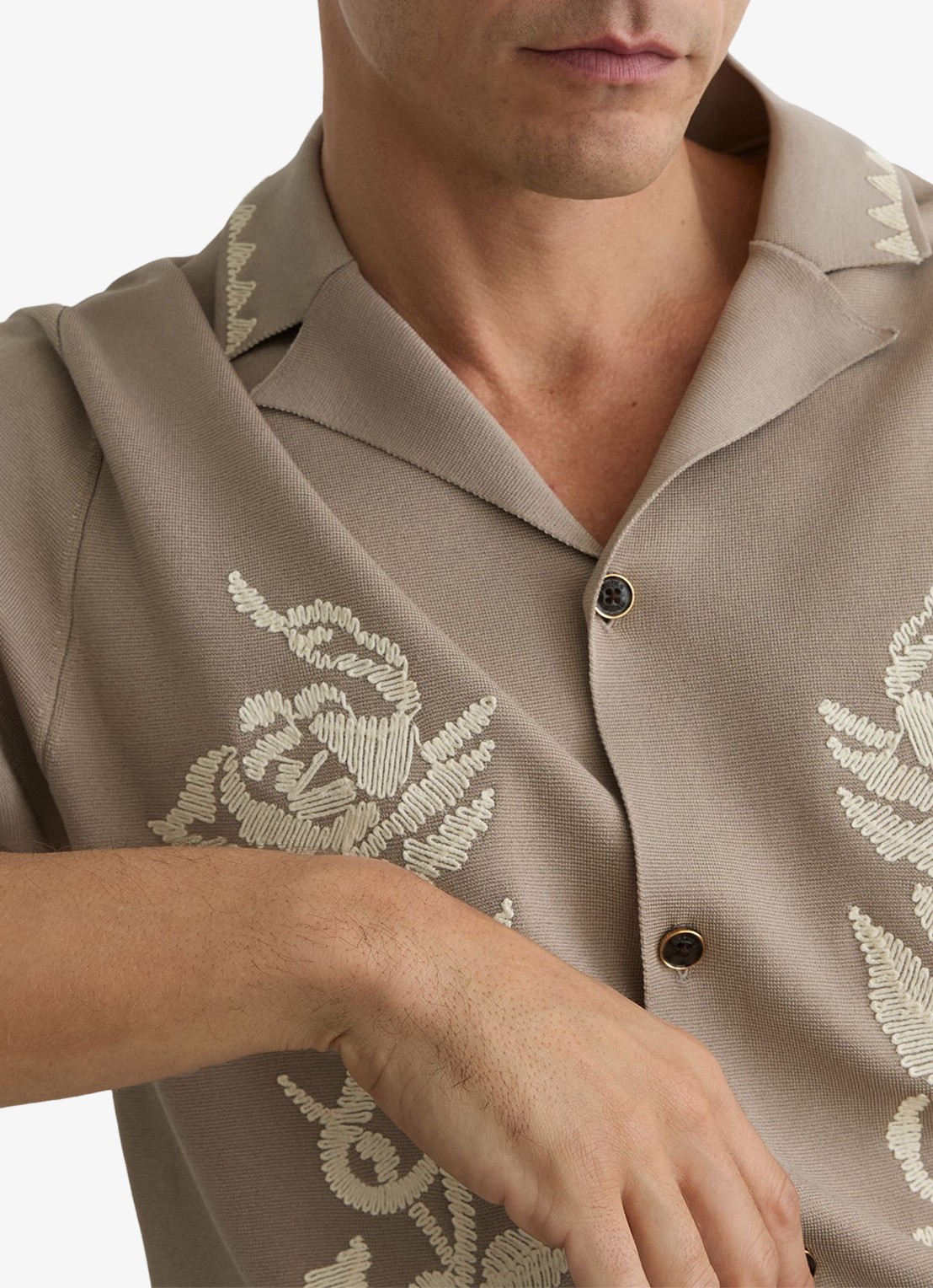 Reiss Folia overhemd met borduring - detail 5 beige