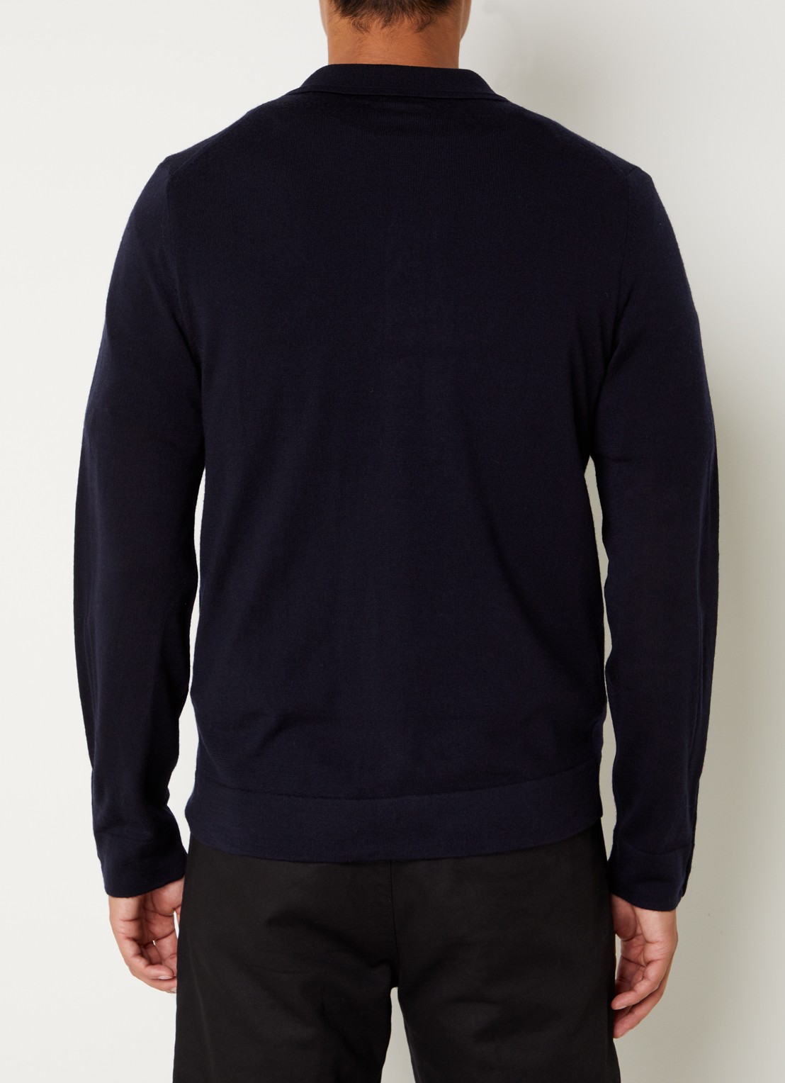 Reiss Forbes fijngebreid vest van wol met stretch - achterkant donkerblauw