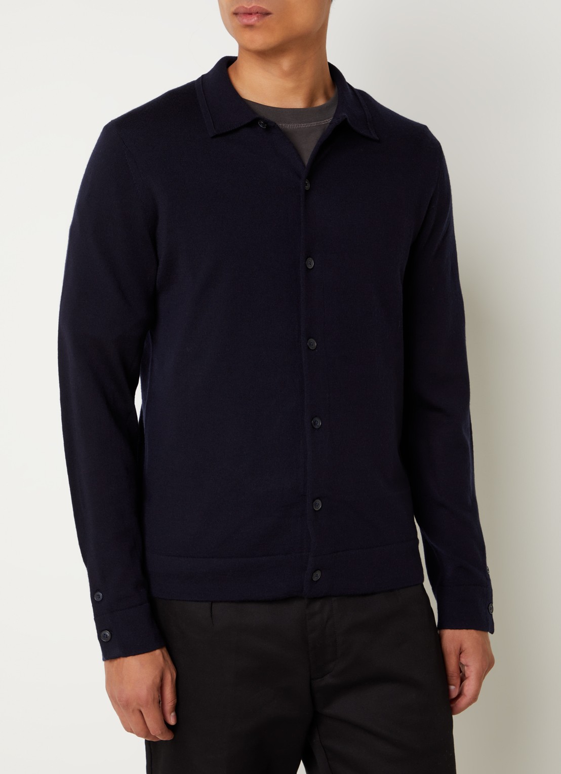Reiss Forbes fijngebreid vest van wol met stretch - detail 2 donkerblauw