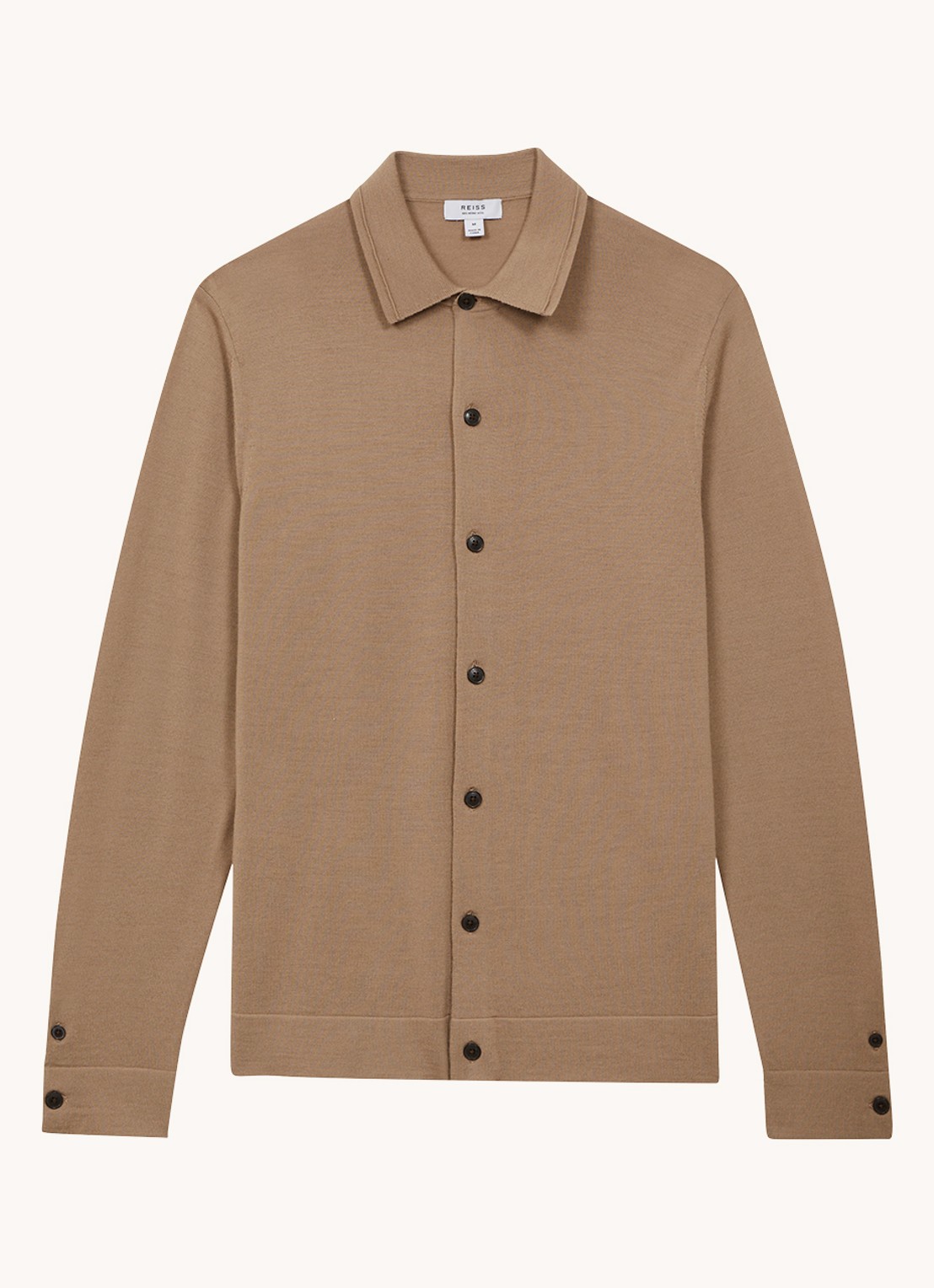 Reiss Forbes fijngebreid vest van wol met stretch - voorkant 2 camel