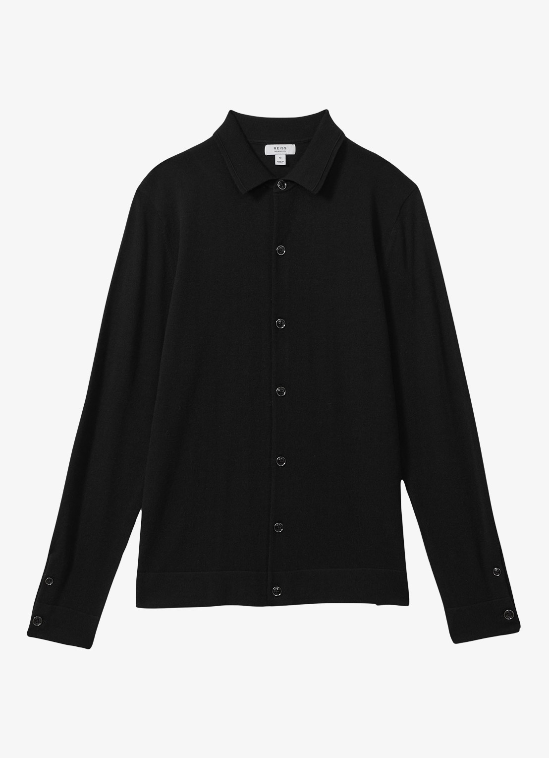 Reiss Forbes fijngebreid vest van wol met stretch - voorkant 4 black / zwart