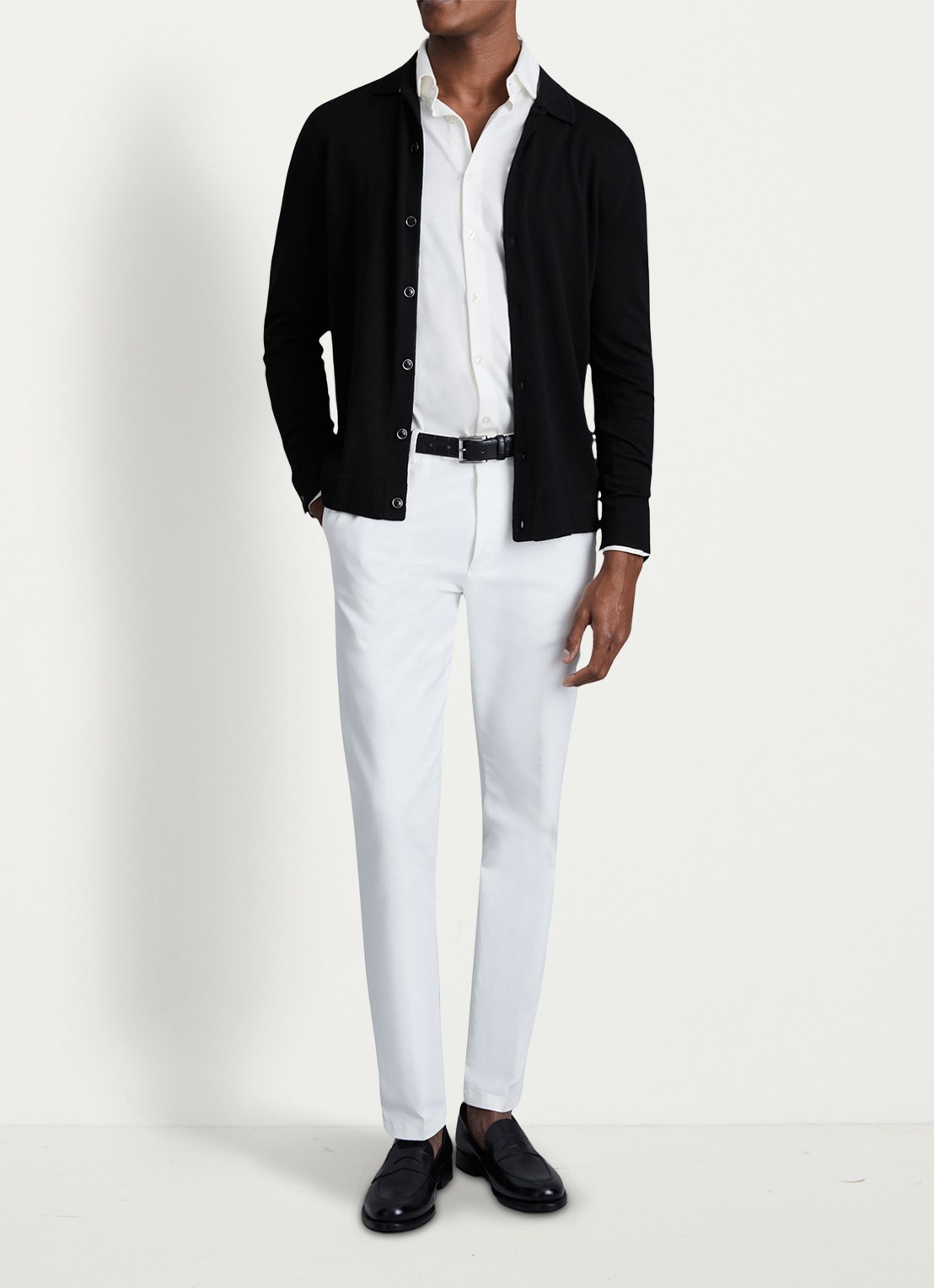 Reiss Forbes fijngebreid vest van wol met stretch - voorkant 5 black / zwart