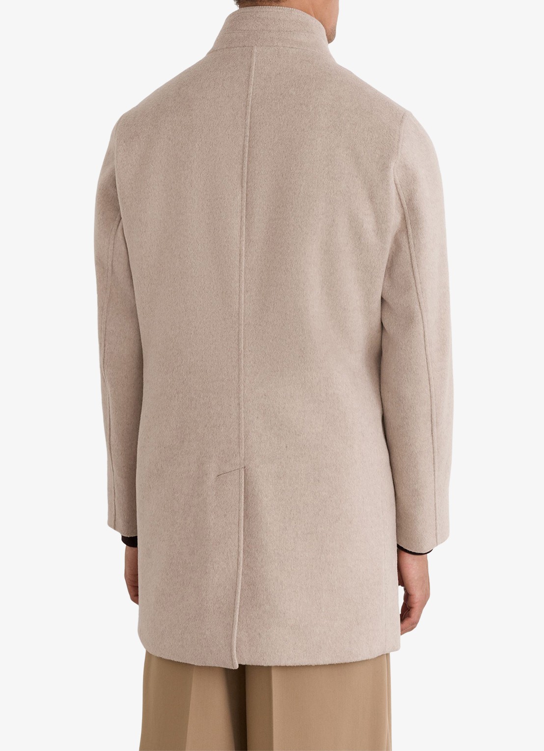 Reiss Fossil single-breasted mantel met gilet-inzet in wolblend - achterkant oatmeal / beige