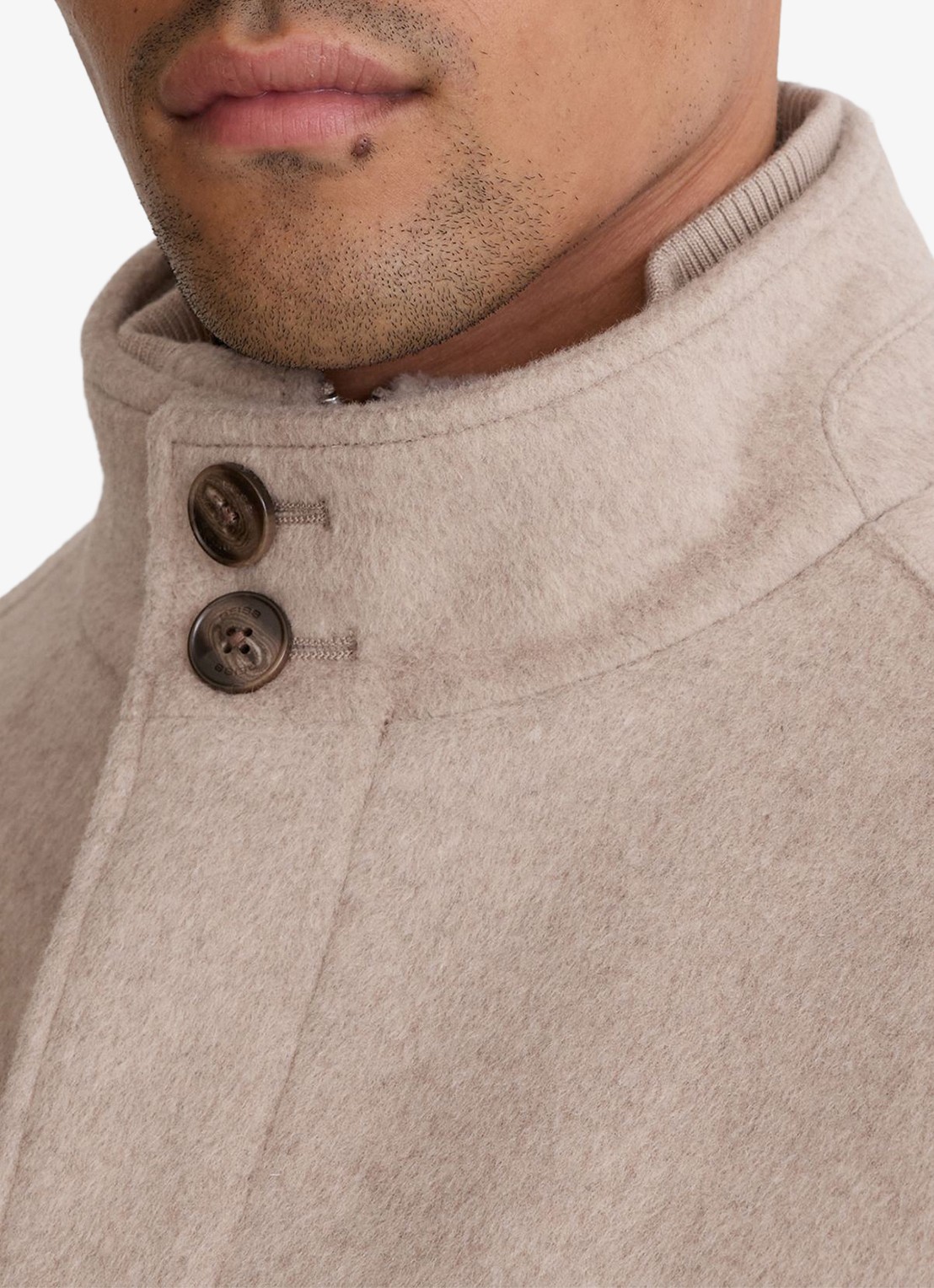 Reiss Fossil single-breasted mantel met gilet-inzet in wolblend - detail 5 oatmeal / beige