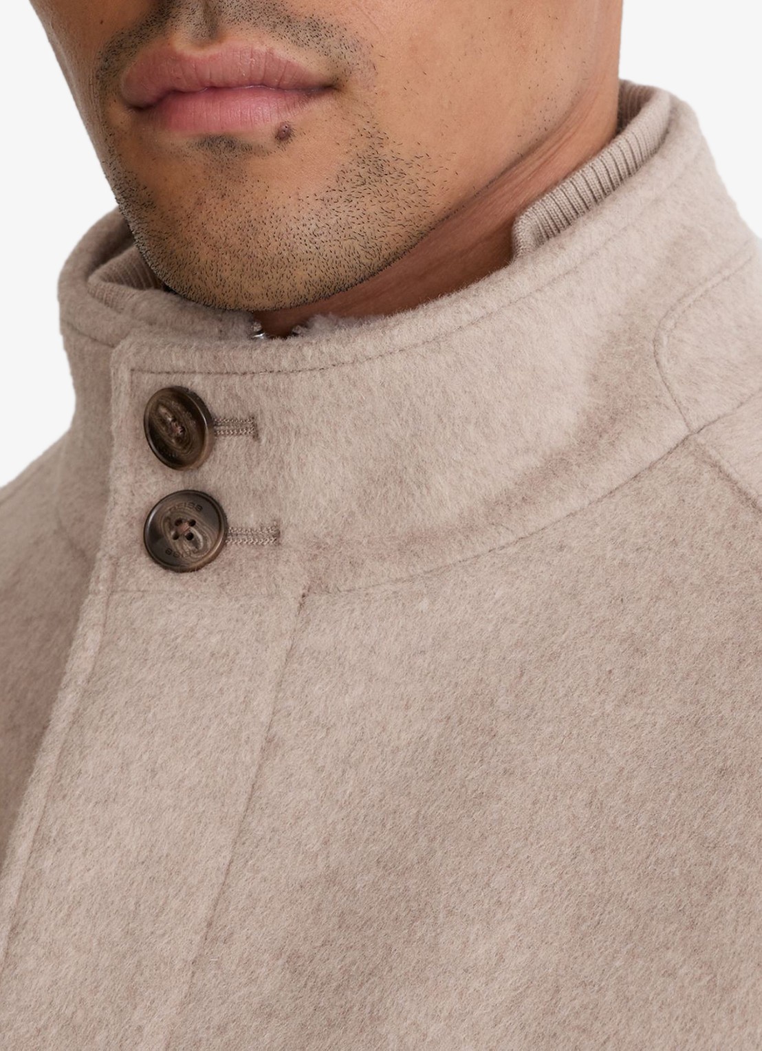 Reiss Fossil single-breasted mantel met gilet-inzet in wolblend - detail 5 oatmeal / beige