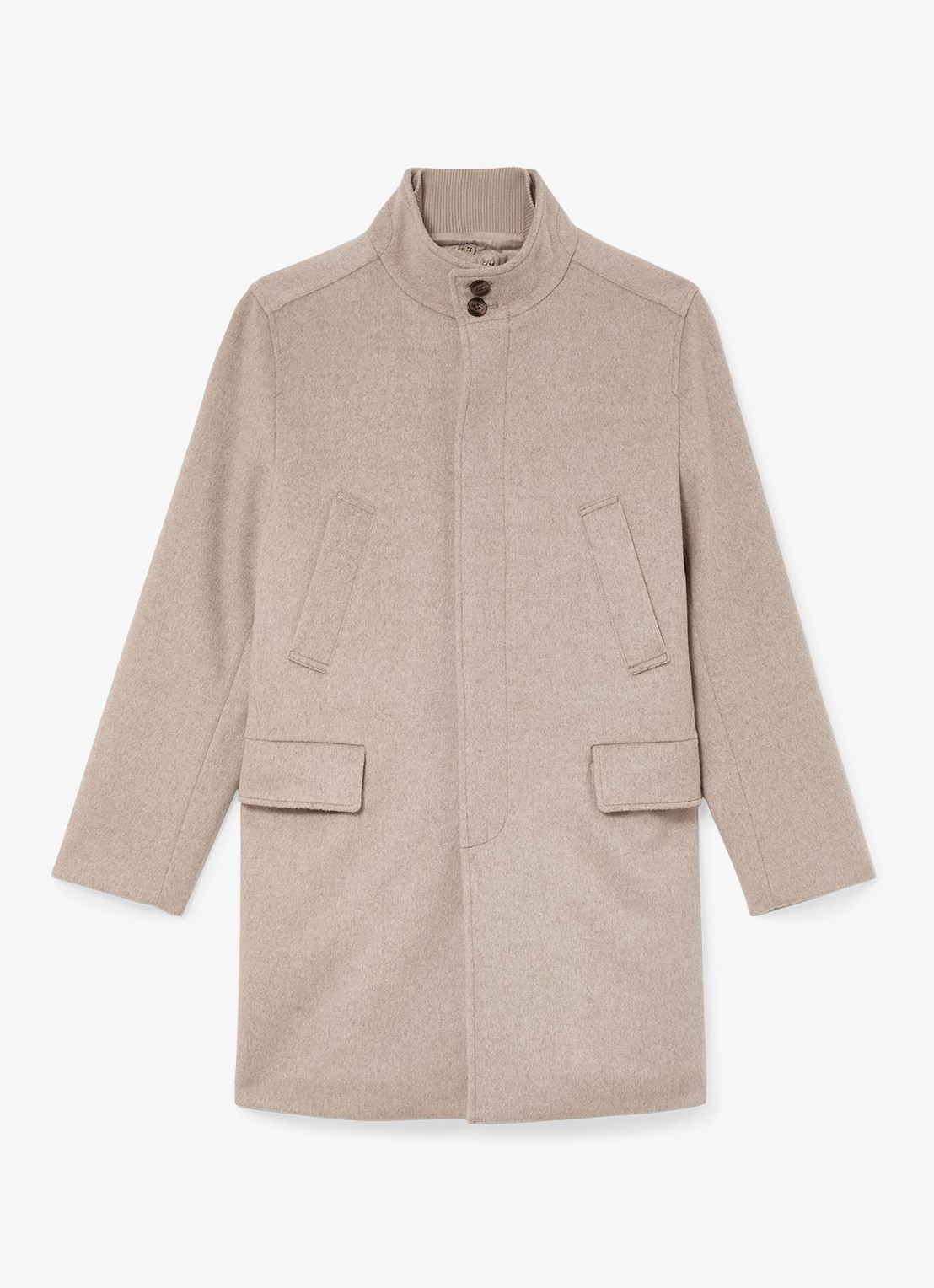 Reiss Fossil single-breasted mantel met gilet-inzet in wolblend - voorkant 2 oatmeal / beige