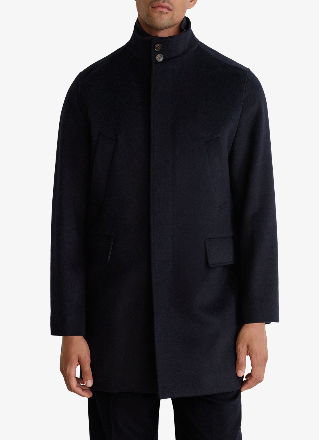 Reiss Fossil single-breasted mantel met gilet-inzet in wolblend - detail navy / blauw