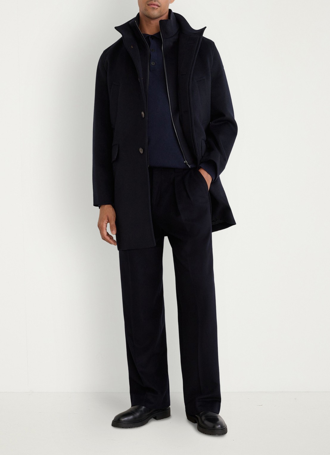 Reiss Fossil single-breasted mantel met gilet-inzet in wolblend - voorkant 6 navy / blauw