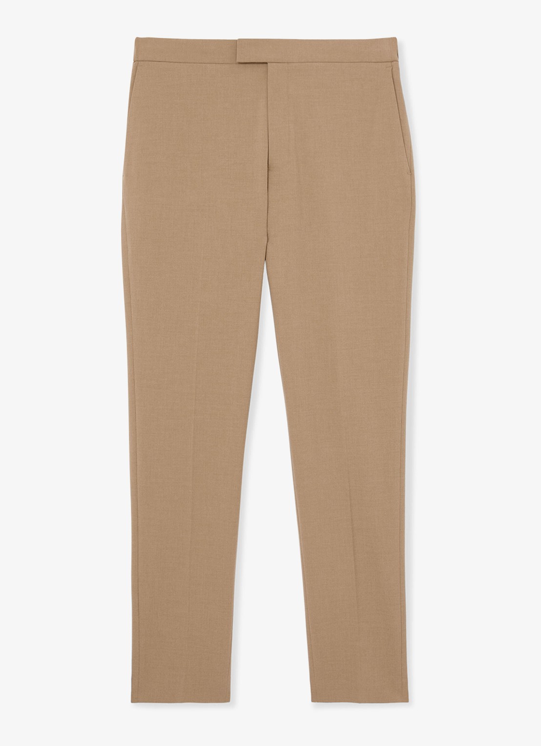 Reiss Found slim fit pantalon met steekzakken - voorkant bruin