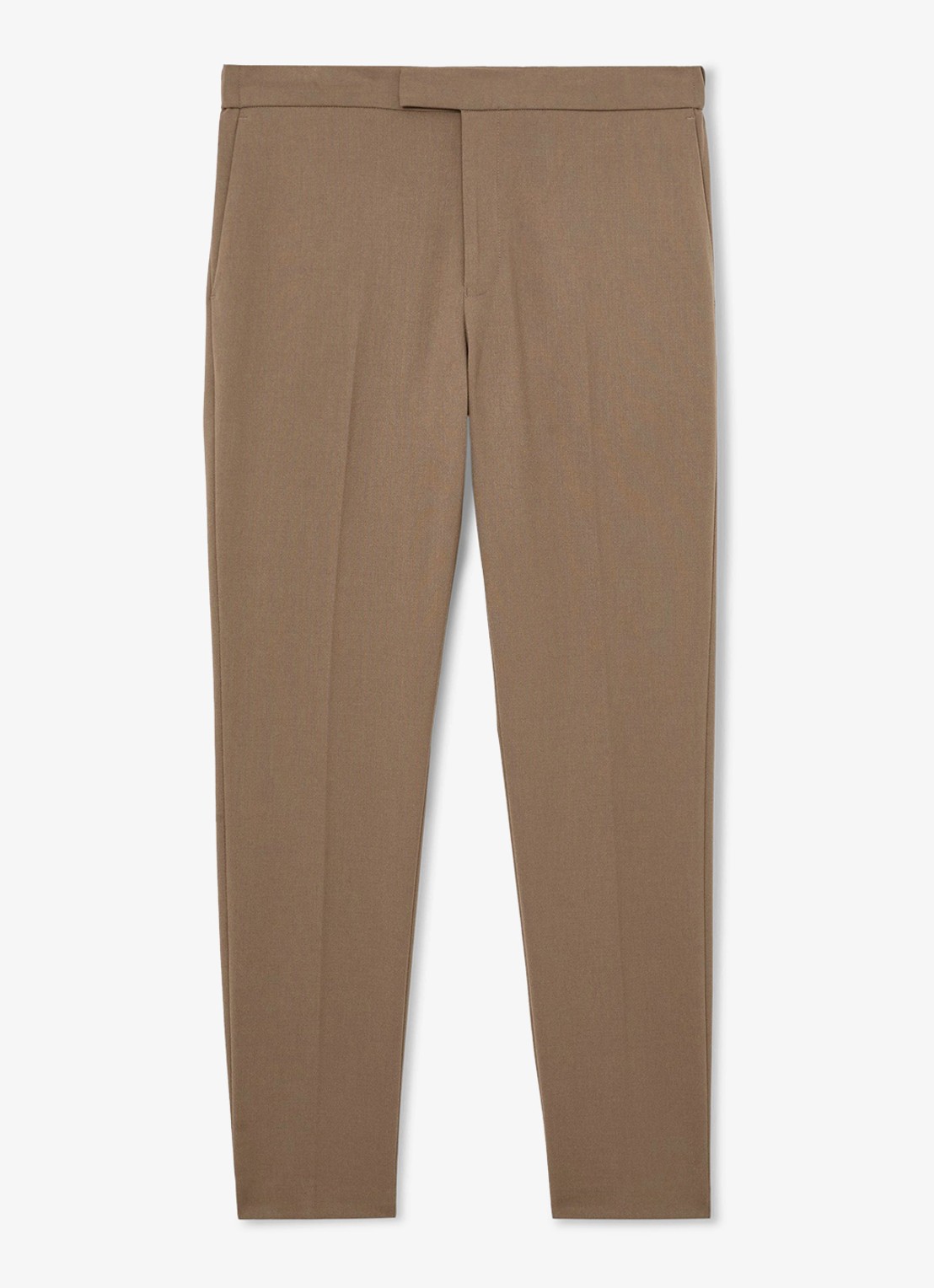Reiss Found slim fit pantalon met steekzakken - voorkant lichtbruin