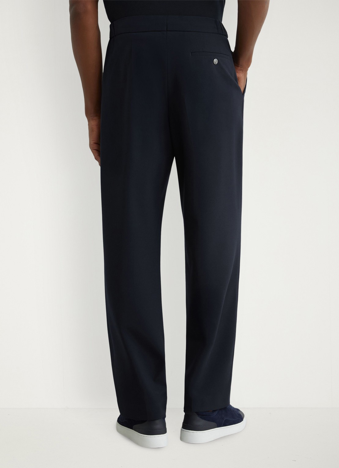 Reiss Found slim fit pantalon met trekkoord - achterkant navy / blauw