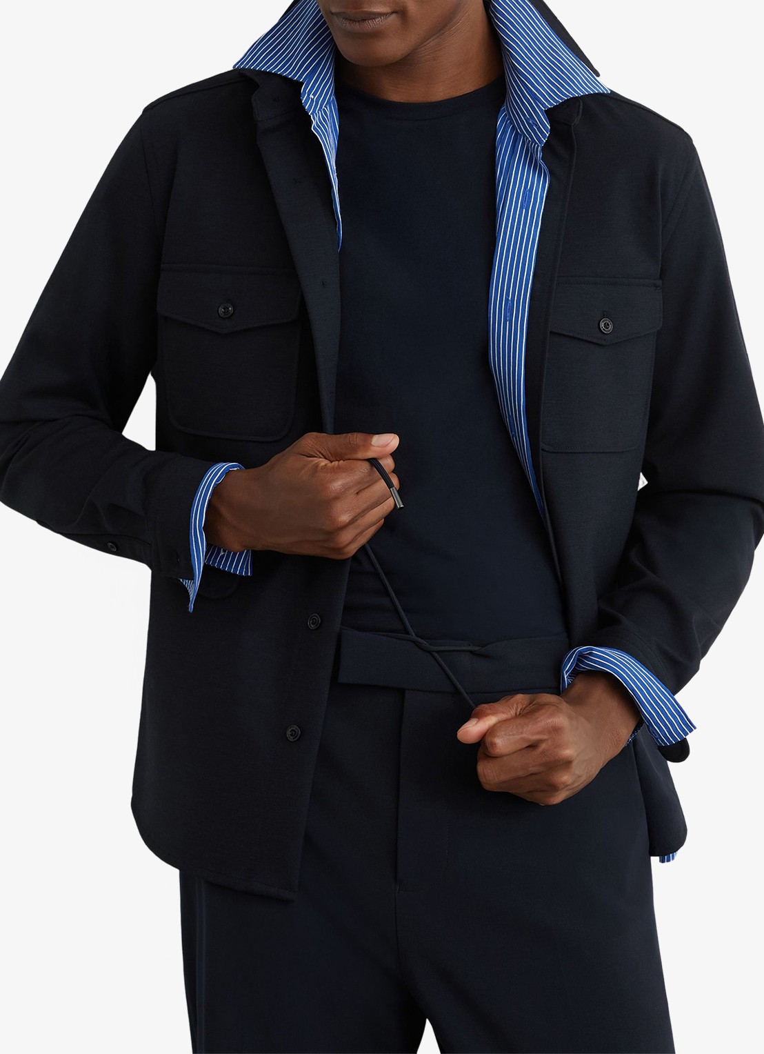 Reiss Found slim fit pantalon met trekkoord - detail 5 navy / blauw