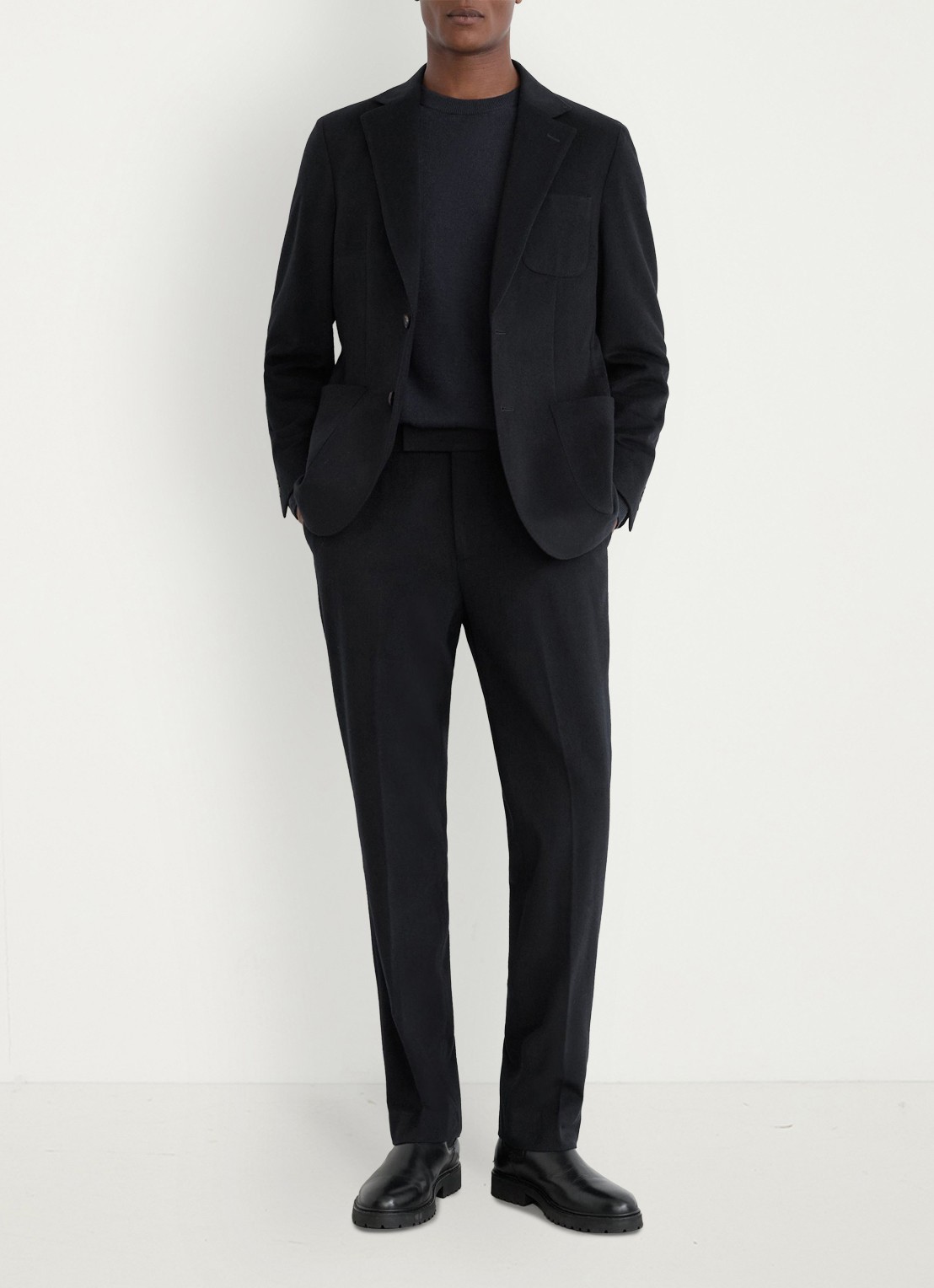 Reiss Found tailored fit pantalon in wolblend - voorkant 2 navy / blauw