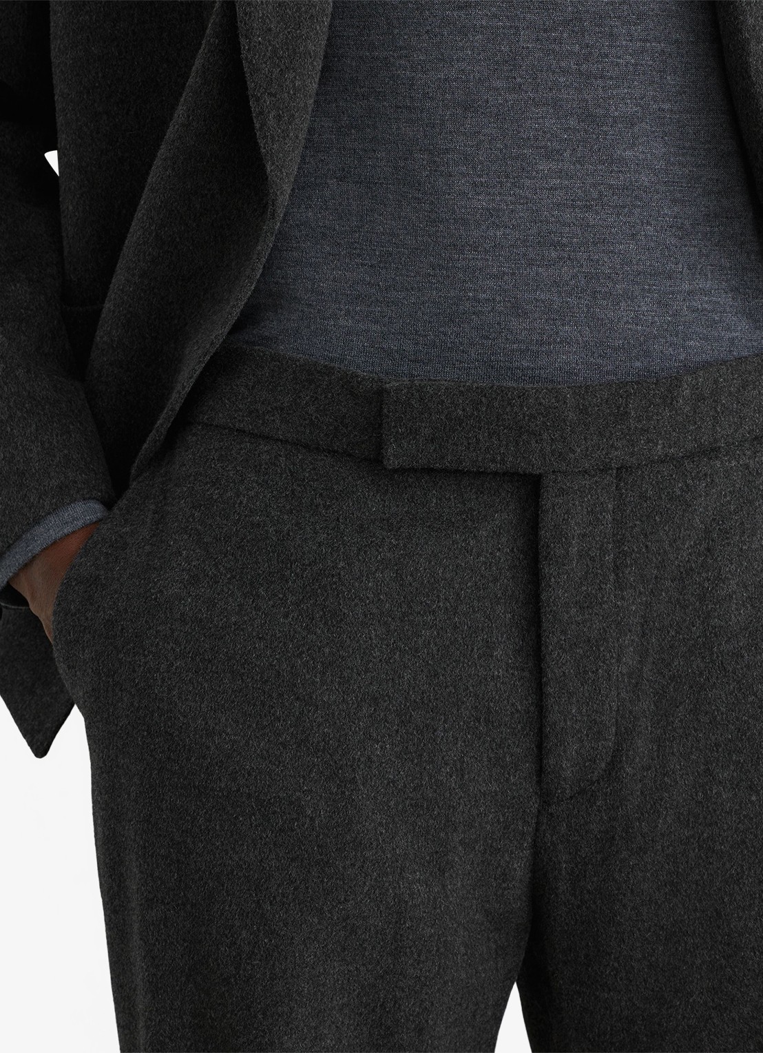Reiss Found tailored fit pantalon in wolblend - detail 2 donkergrijs