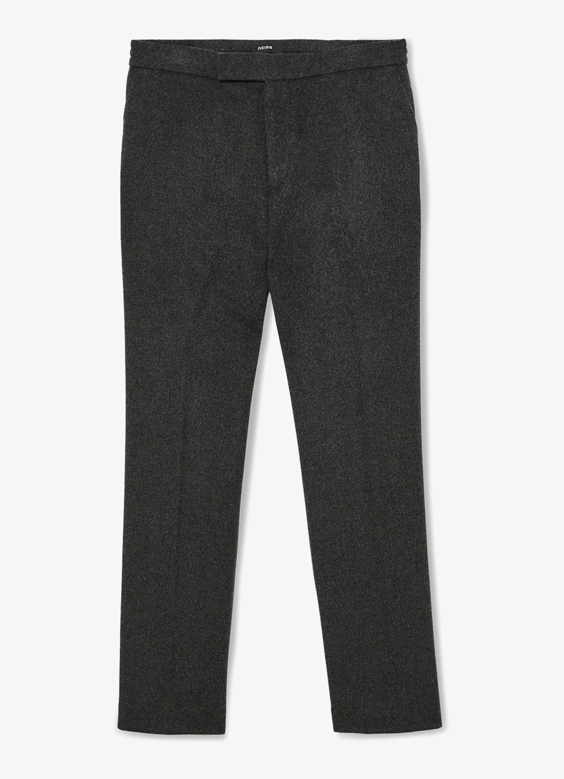 Reiss Found tailored fit pantalon in wolblend - voorkant 5 donkergrijs