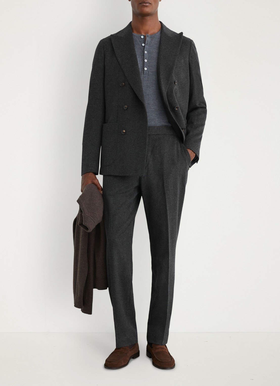 Reiss Found tailored fit pantalon in wolblend - voorkant 6 donkergrijs