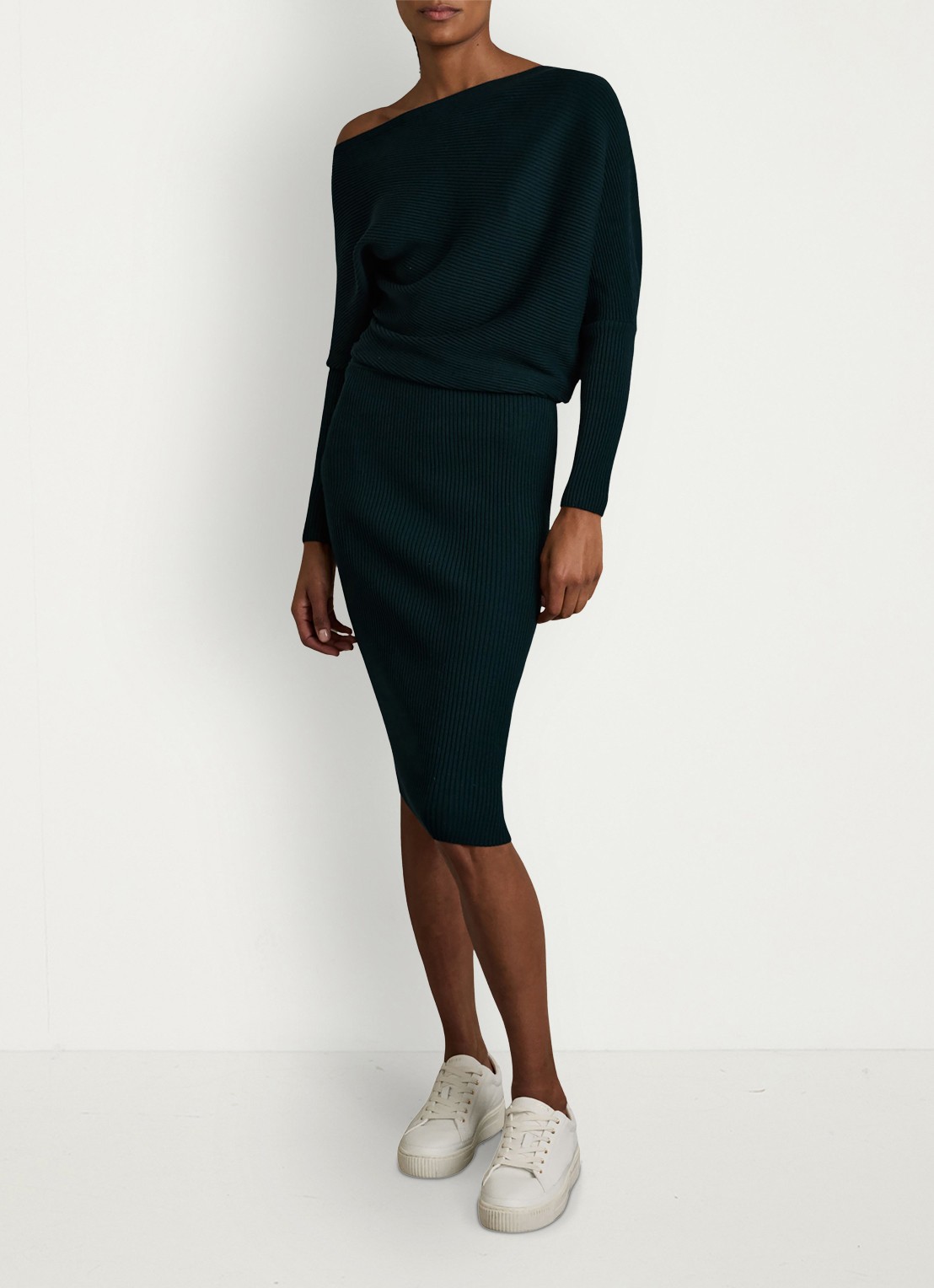 Reiss Francesca sneaker met suède detail - voorkant 2 wit
