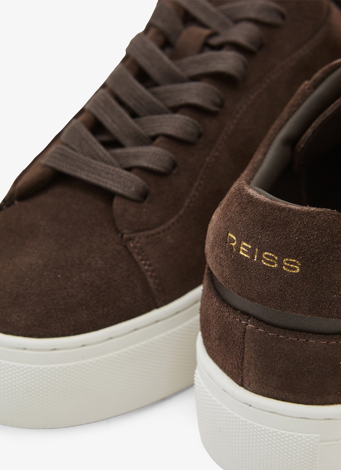 Reiss Francesca sneaker met suède detail - detail 3 bruin