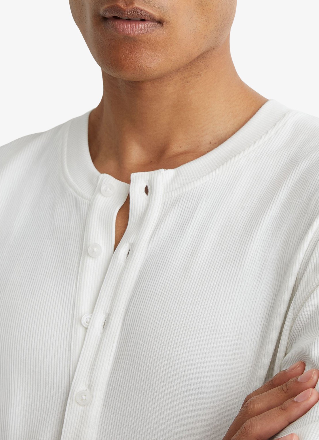Reiss Francisco longsleeve met ribstructuur - detail 4 wit