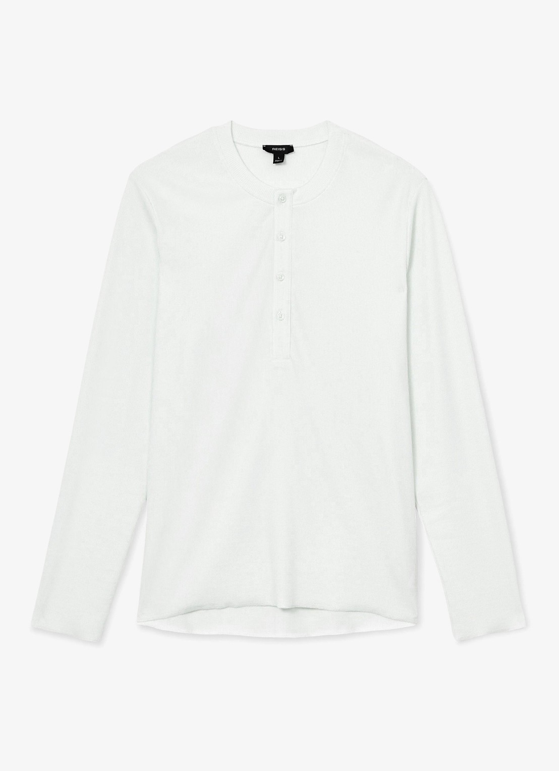 Reiss Francisco longsleeve met ribstructuur - voorkant wit
