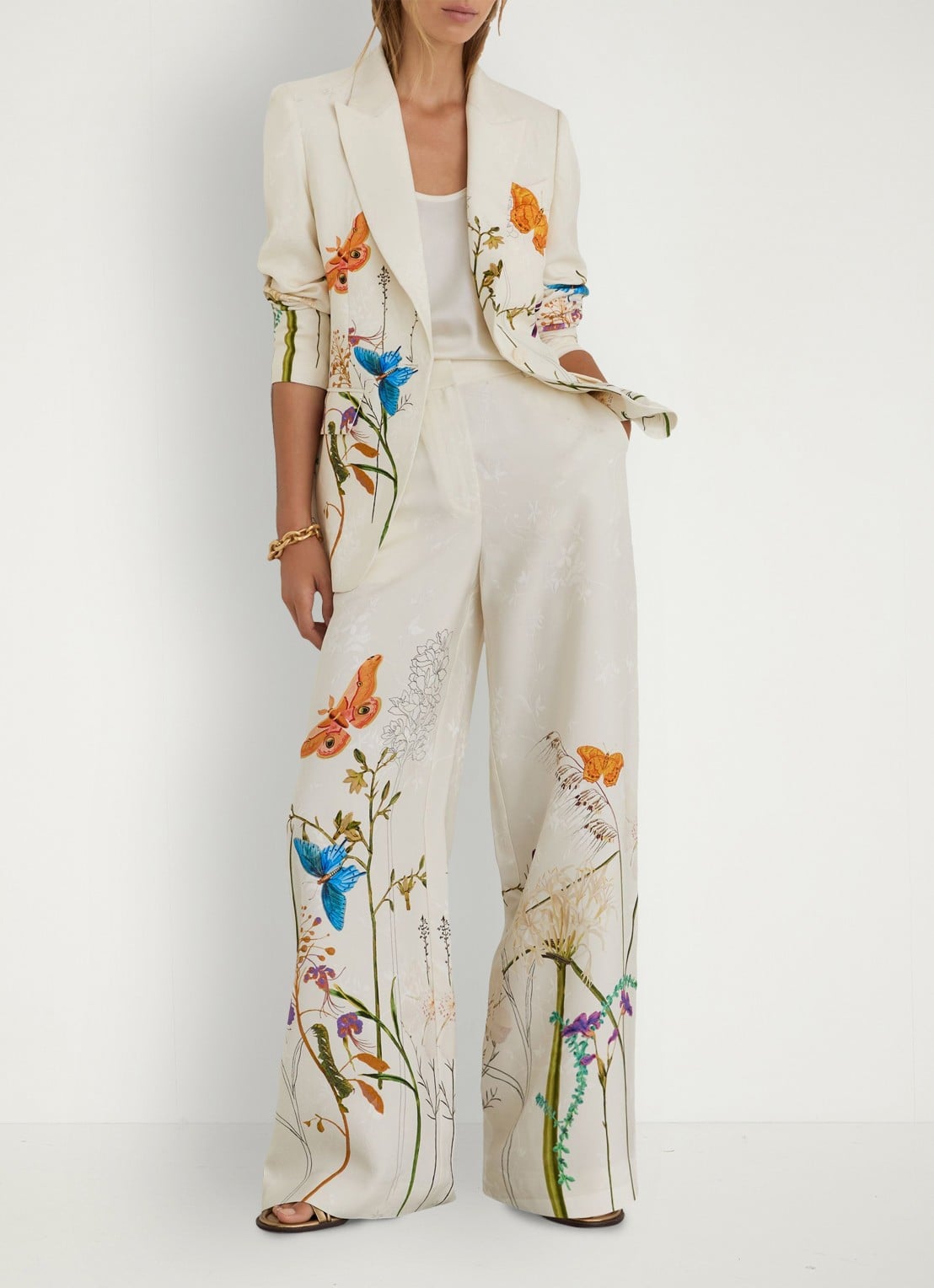 Reiss Frankie blazer met bloemenprint - voorkant 6 creme