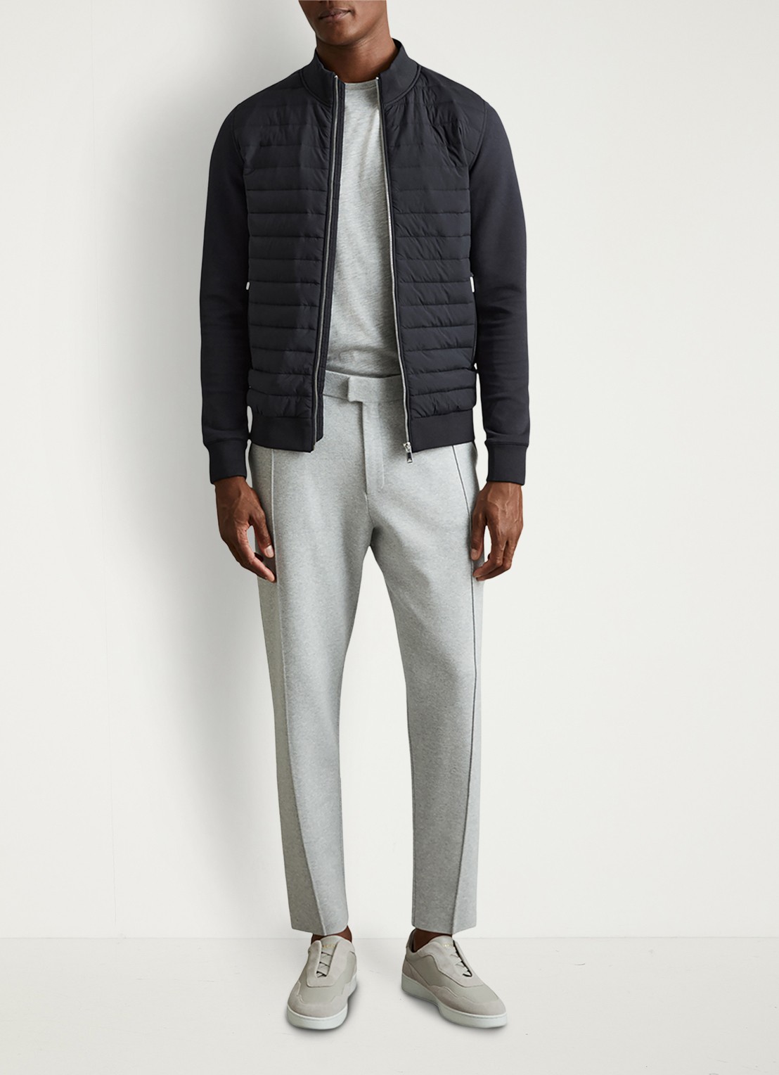 Reiss Freddie sweatvest met gewatteerd voorpand - detail 3 donkerblauw