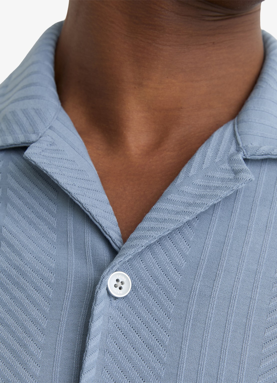 Reiss Frederick overhemd met structuur  - detail 5 lichtblauw