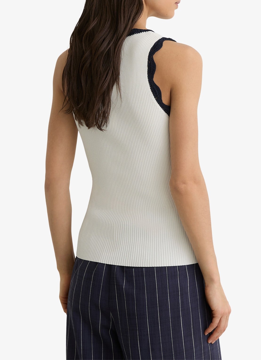 Reiss Freya top met ribstructuur - achterkant 6 gebroken wit