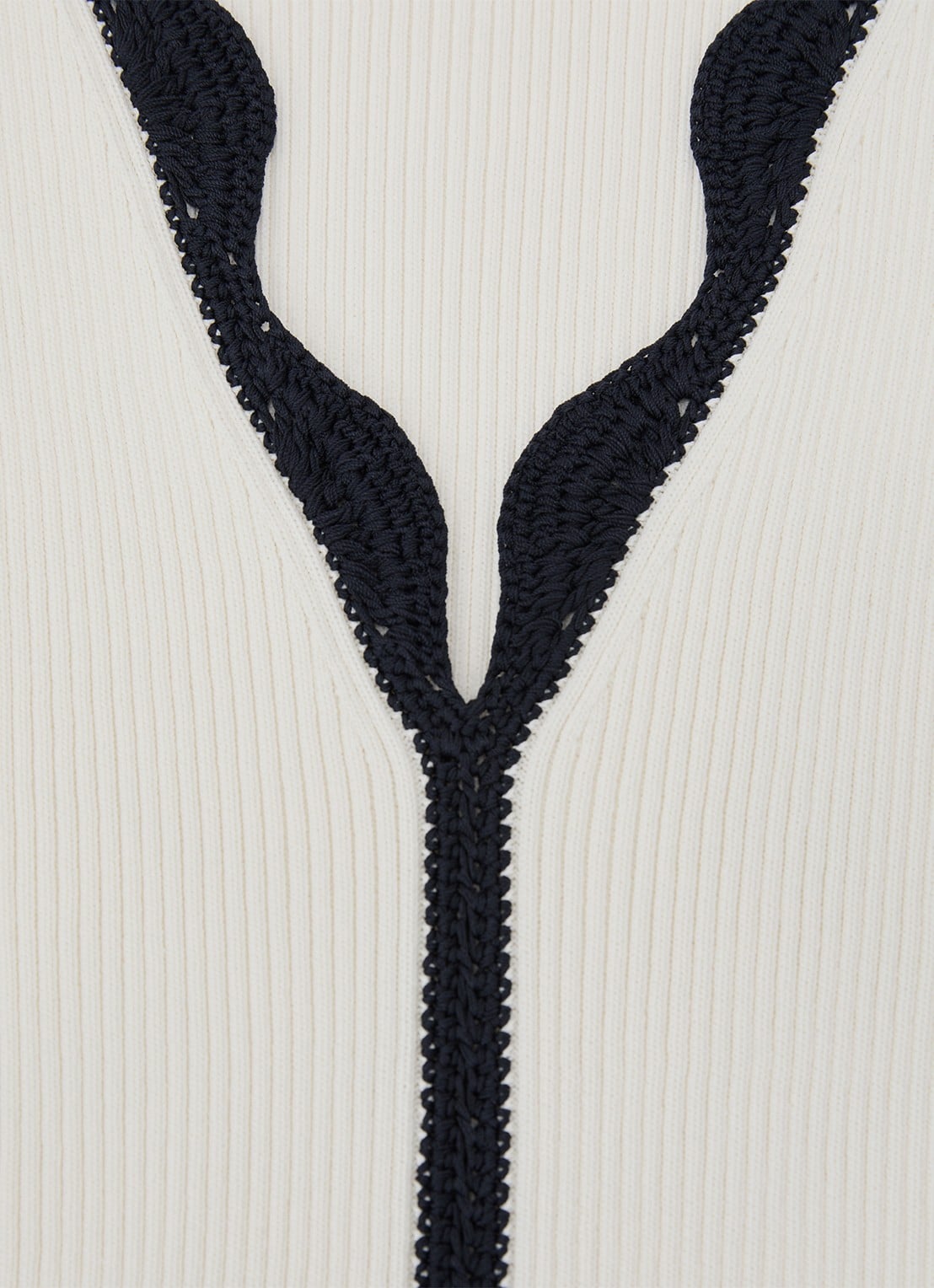 Reiss Freya top met ribstructuur - detail 5 gebroken wit