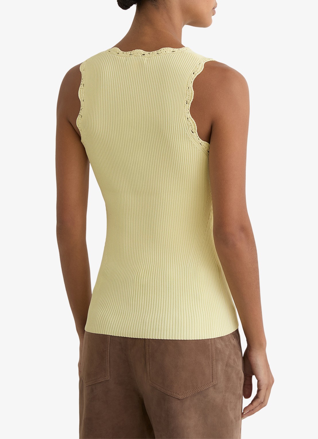 Reiss Freya top met ribstructuur - achterkant 3 geel